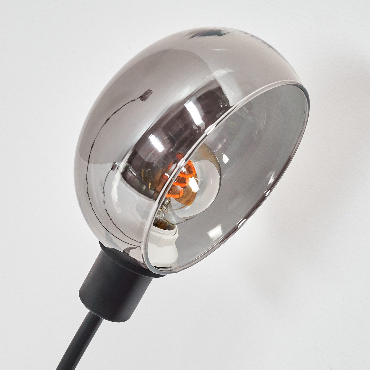 hofstein Stehlampe Stehlampe aus Metall in Schwarz/Rauch im Retro/Vintage-Design, verstellbare Stehleuchte mit Marmorfuß und Schalter am Gehäuse, E14