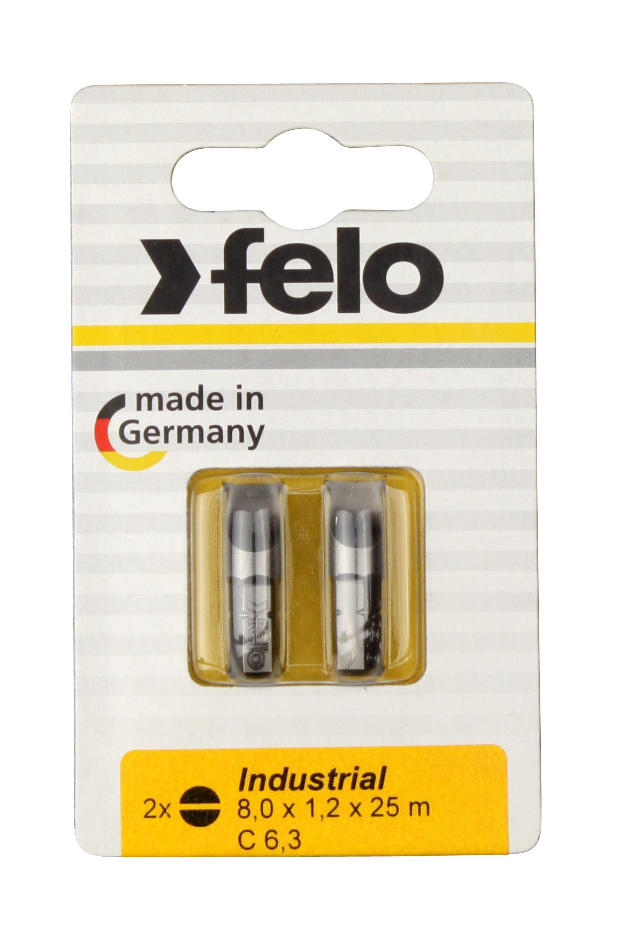 Felo Schlitz-Bit Felo Bit, Industrie C 6,3 x 25mm, 2 Stk auf Karte 2x 8,0 x 1,2