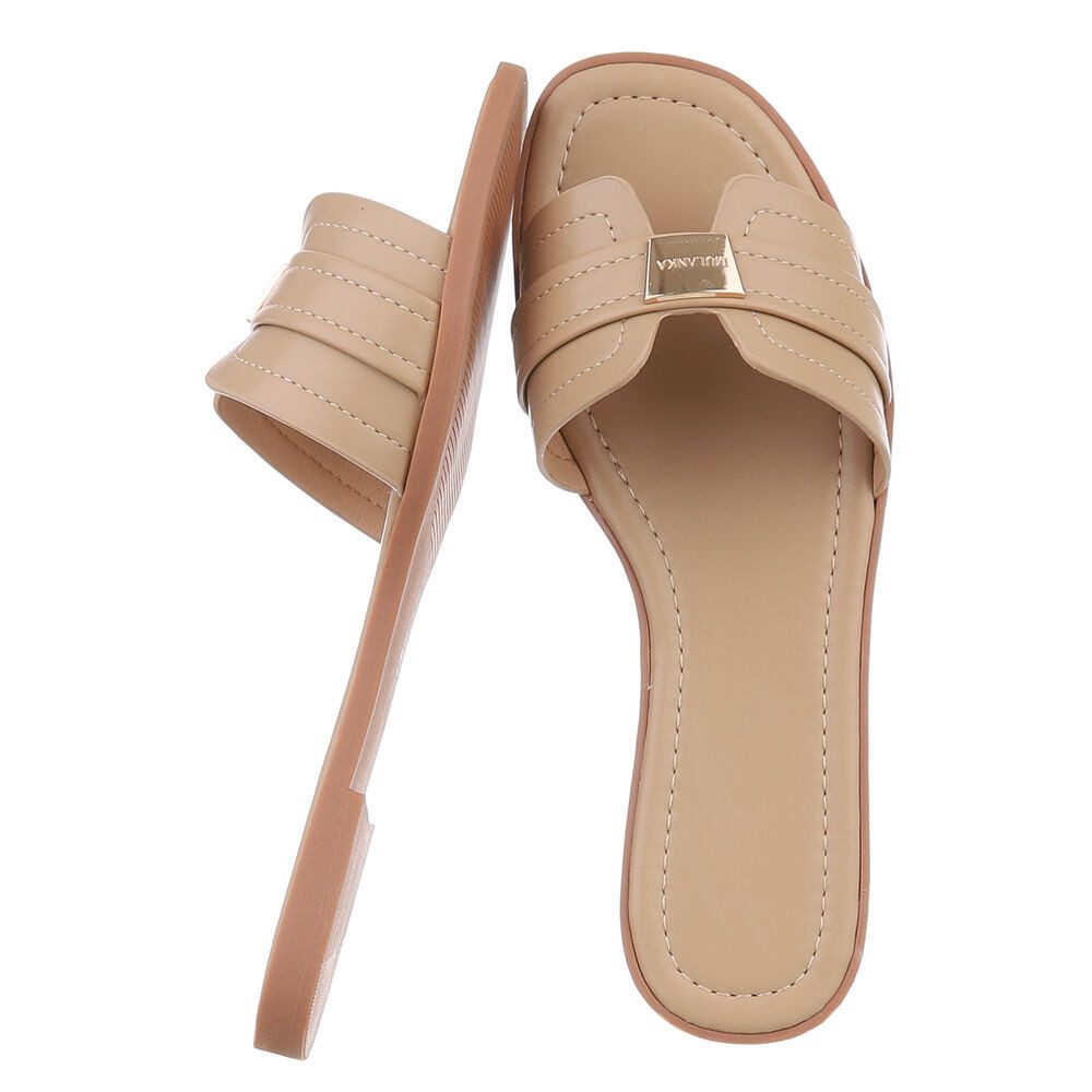 Ital-Design Elegante Sandaletten für entspannte Tage Pantolette (89322957) Blockabsatz Pantoletten in Hellbraun