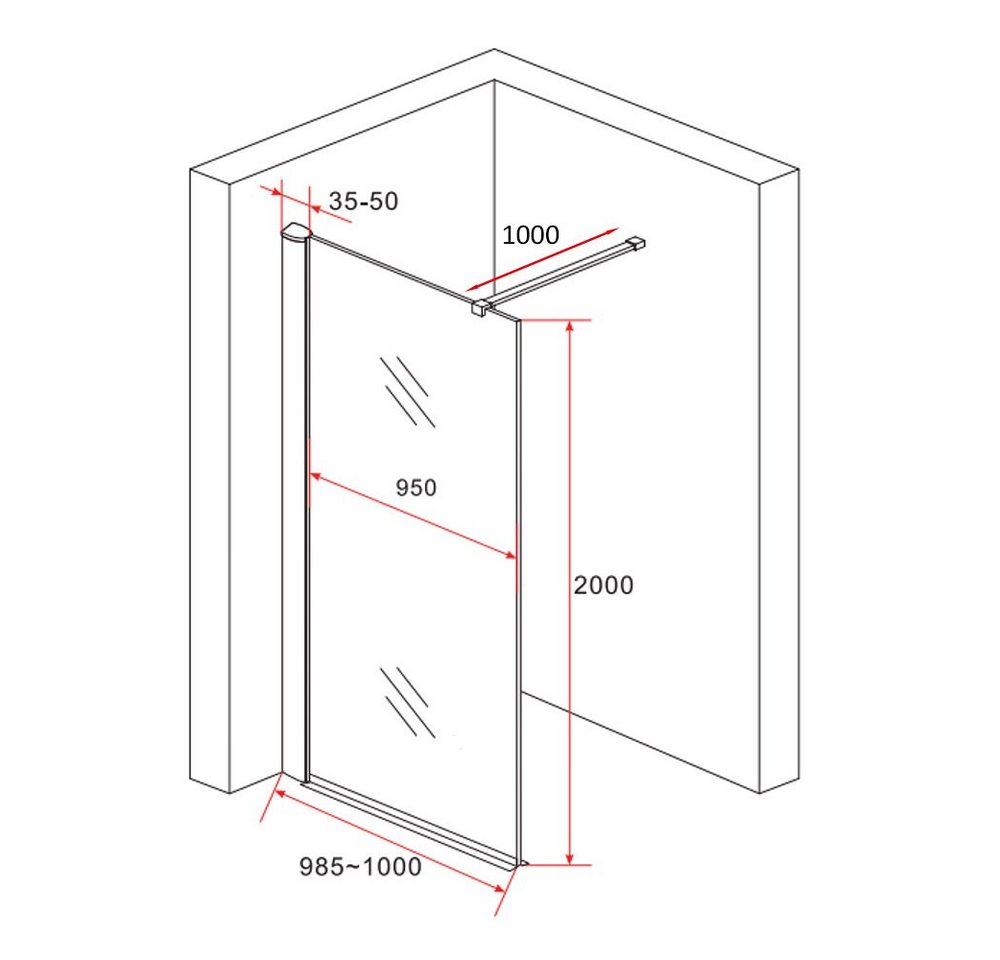 Thumbnail - Aloni Walk-in-Dusche ECOM100, Einscheibensicherheitsglas, (1 tlg), ESG-Sicherheitsglas mit Nano-Beschichtung