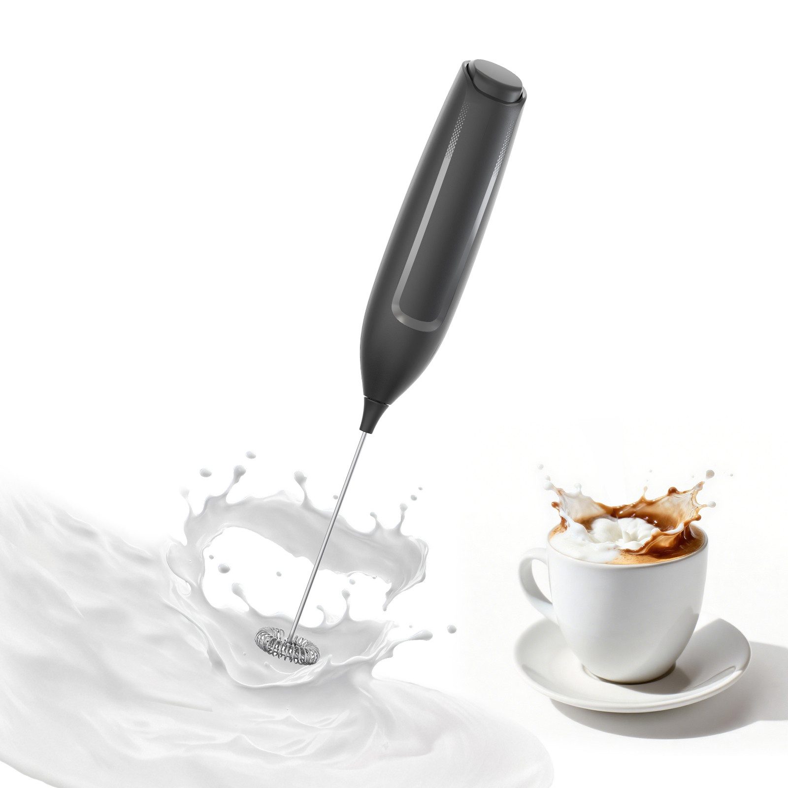 muchen Milchaufschäumer Elektrische Milchaufschäumer Stab Edelstahl für Kaffee Latte Macchiato