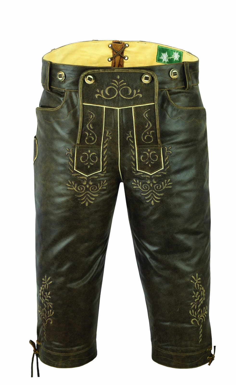 Fuente Leather Wears Trachtenlederhose Antik Nappa Lederhose für Herren, Kniebund, mit Träger, braun