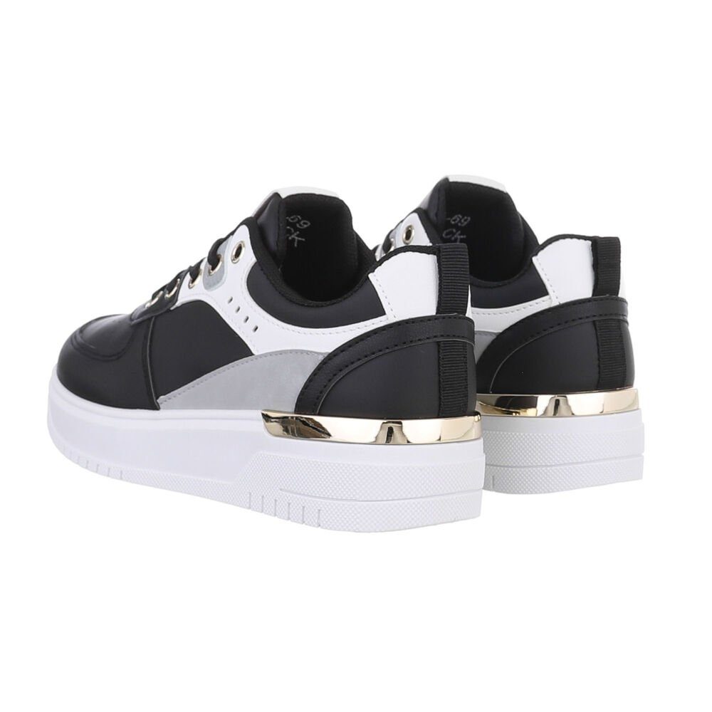 Ital-Design Damen Low-Top Freizeit Sneaker (85878415) Flach Sneakers Low in Schwarz