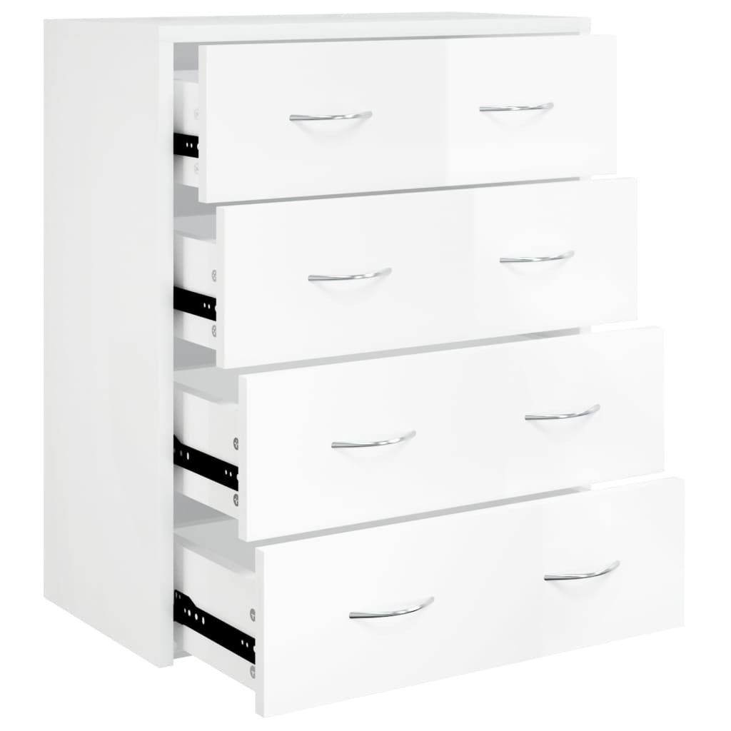 vidaXL Kommode NA Kommode mit 4 Schubladen 60x30,5x71 cm Hochglanz-Weiß Sideboard
