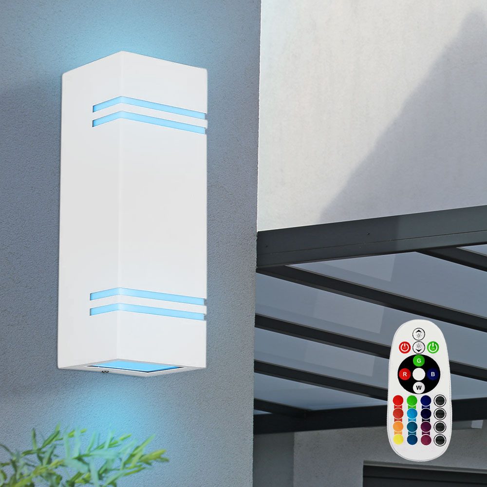 V-TAC LED Außen-Wandleuchte, Leuchtmittel inklusive, Warmweiß, Farbwechsel, Außenwandlampe Haustürleuchte Fassadenlampe dimmbar Fernbedienung LED