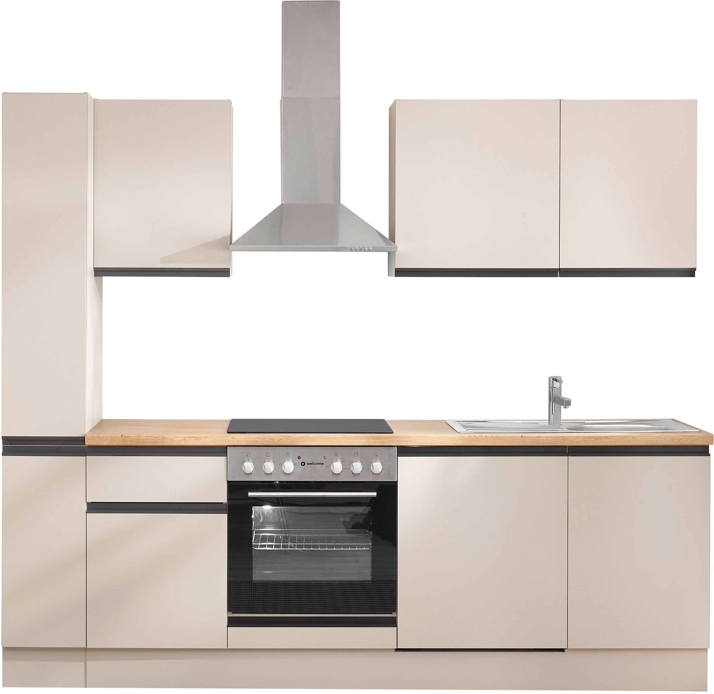 BASIC by Balculina Küchenzeile Nizza B/H/T 250x211x60 cm, Breite 250 cm, wahlweise mit E-Geräten und Induktionskochfeld