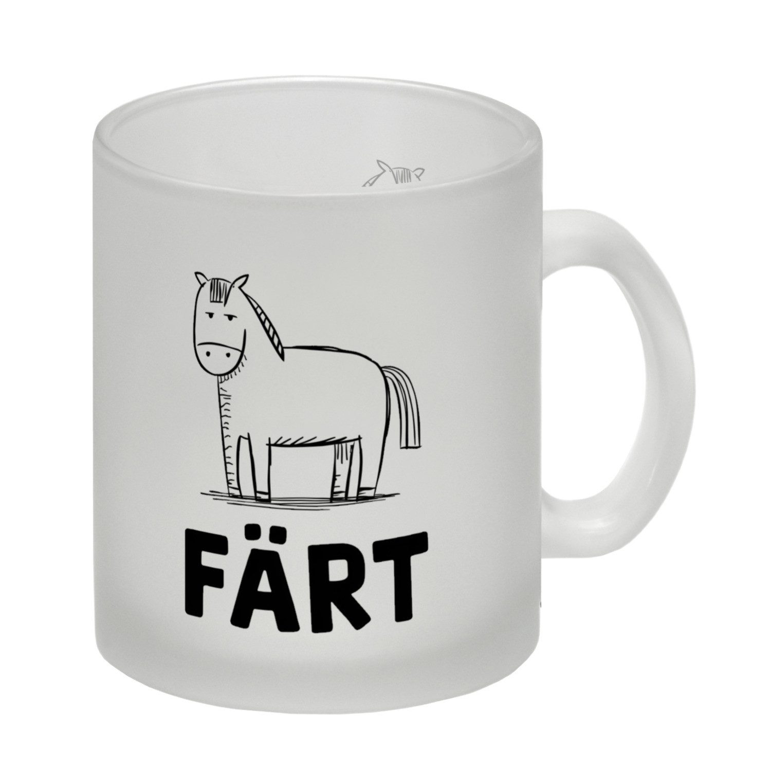 Tasse Färt Glas Tasse mit Pferdeskizze