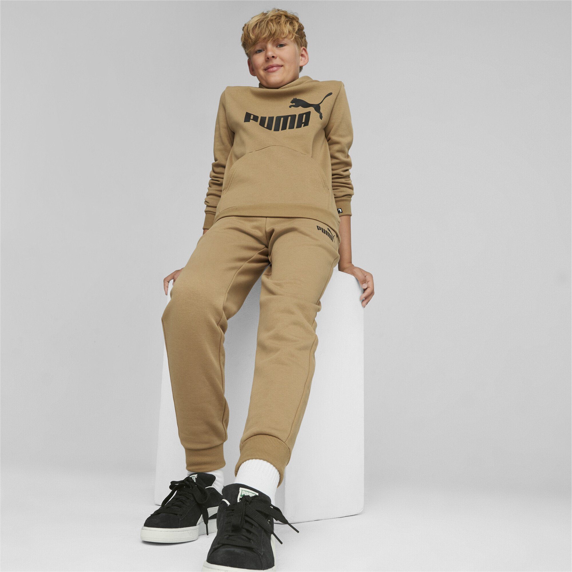 Jungen Beige Essentials PUMA Toasted mit Hoodie Sweatshirt großem Logo