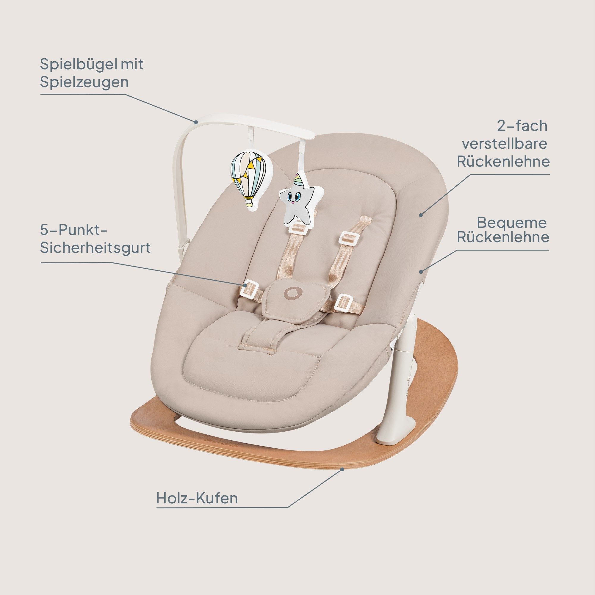lionelo Hochstuhl CELIA (3-in-1-Hochstuhl Komplettset), 3in1/Einhandverstellung/Kunstleder/Tablett/Babyset enthalten