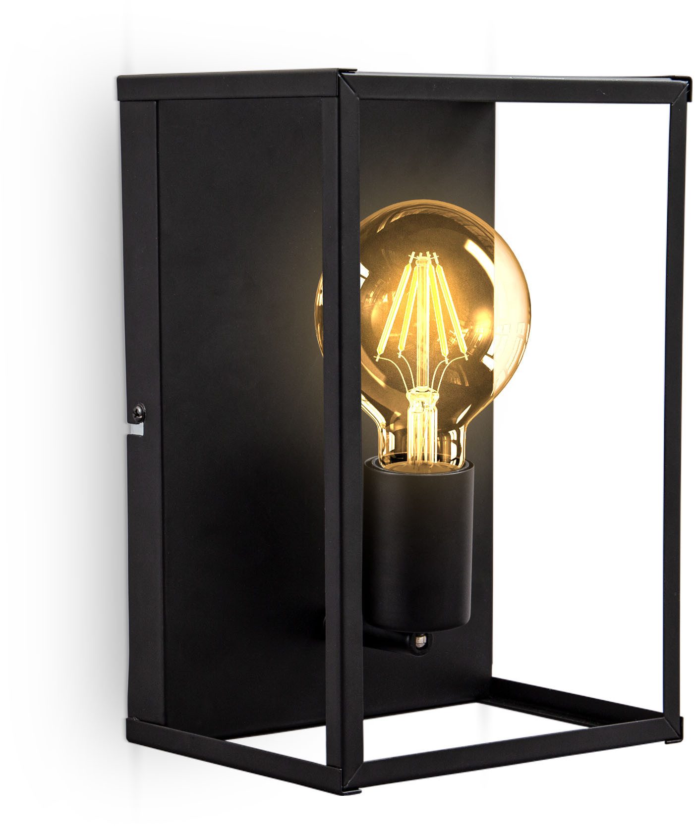 B.K.Licht Wandleuchte Wandleuchte, schwarz, 1xE27 max. 60W exkl., Wandlampe Innen 26,2x17,2x14cm Schwarz E27 Fassung Flur Wohnzimmer