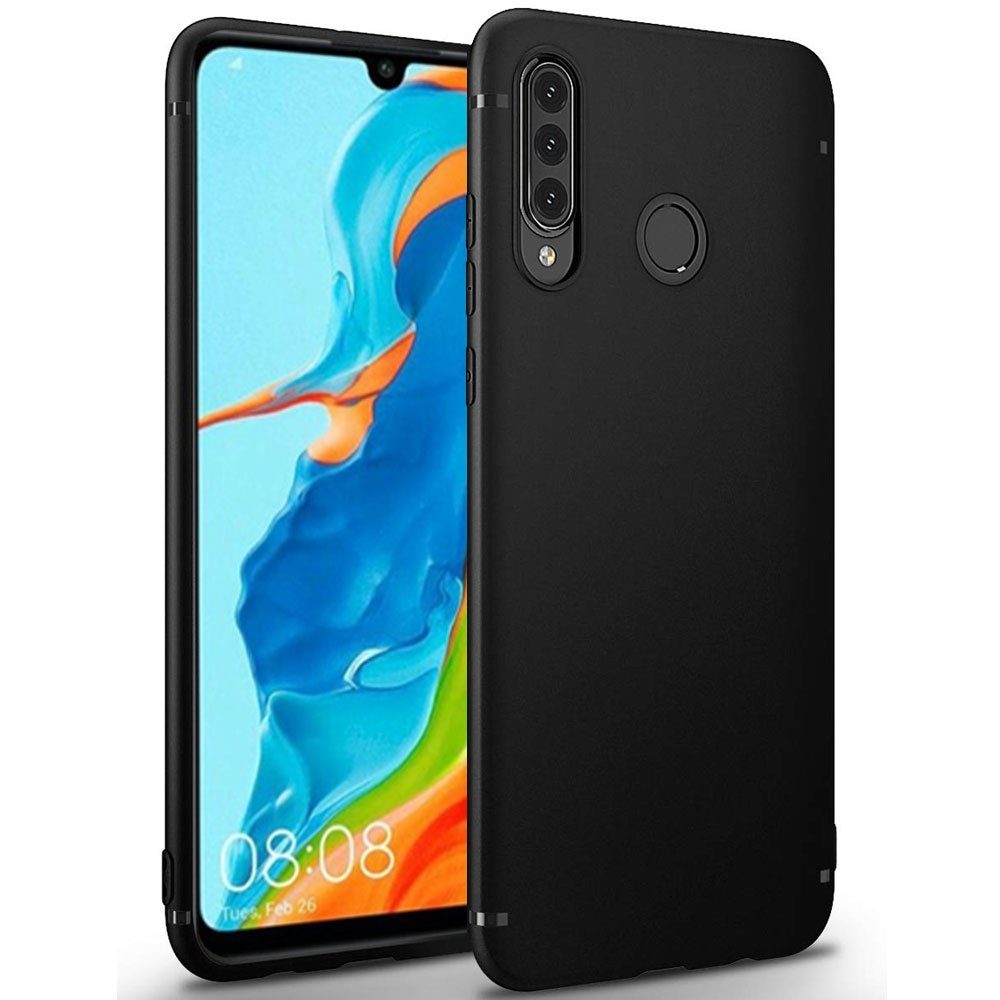 FITSU Handyhülle Slim Case Hülle für Huawei P30 Lite New Edition Schwarz, Ultradünne Handyschale Slim Case Cover Schutzhülle mit Kameraschutz