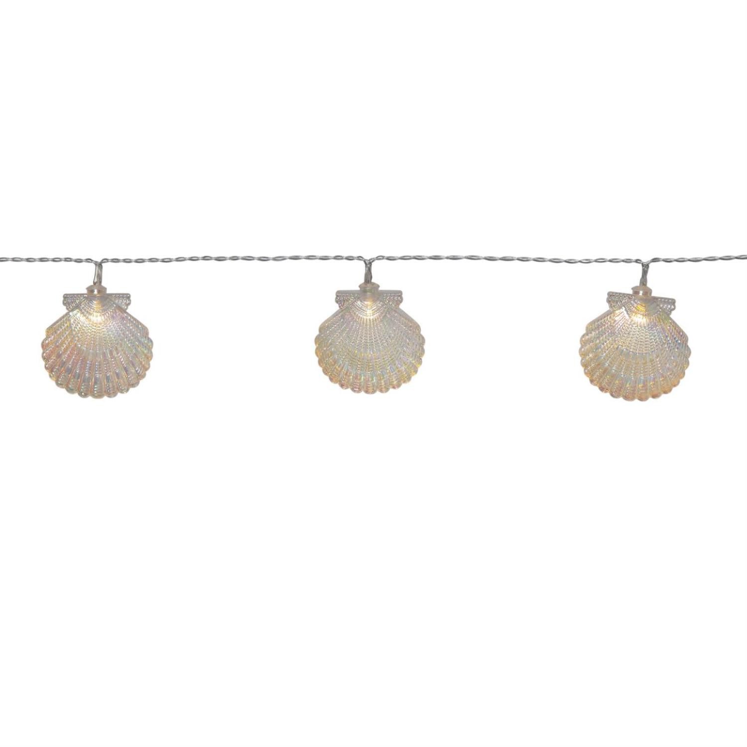 STAR TRADING LED-Lichterkette 10 leuchtende Muscheln 1,35m Batterie Timer Innen weiß, 10-flammig