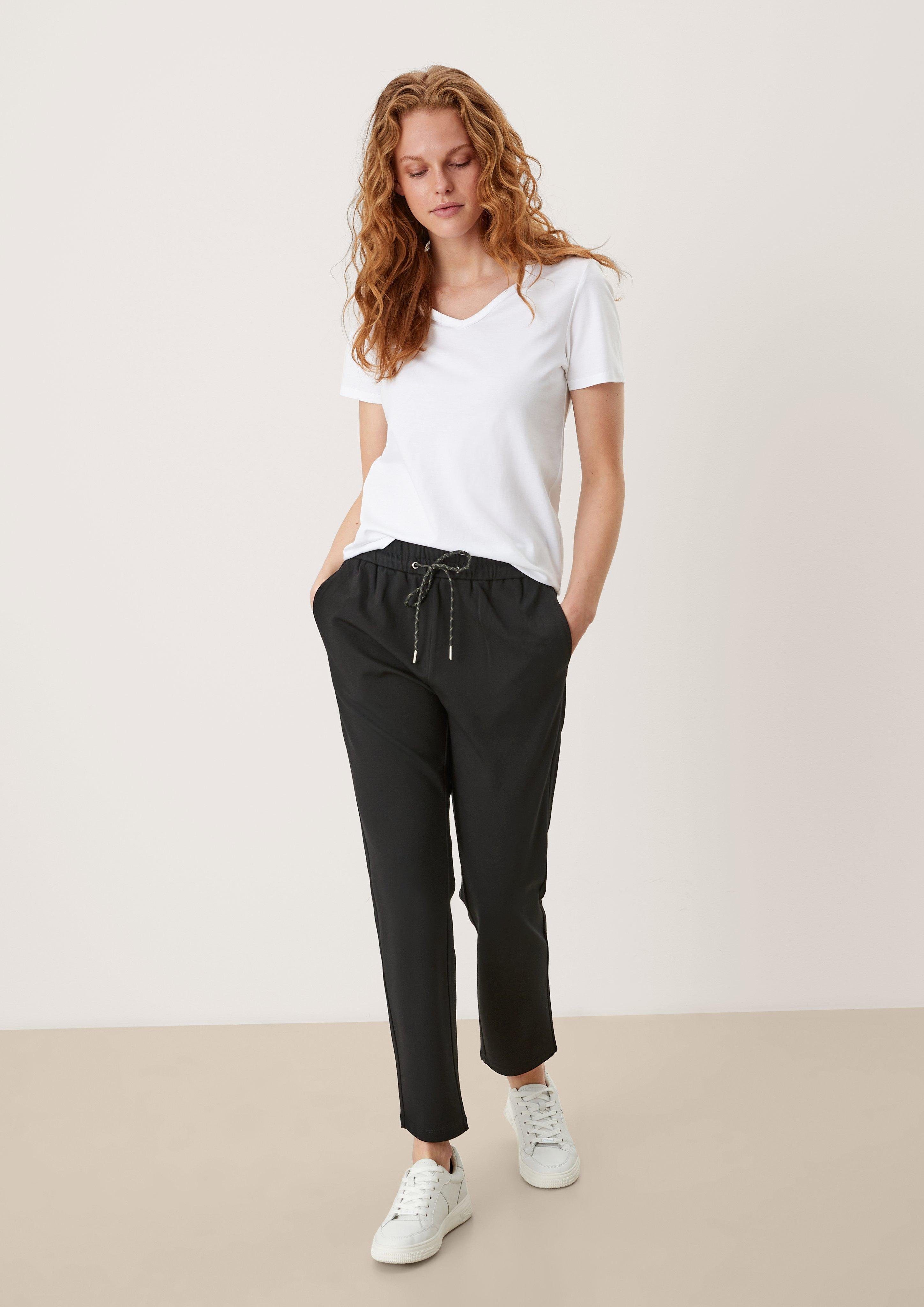 Fit: s.Oliver black Interlock-Jogpants 7/8-Hose Regular