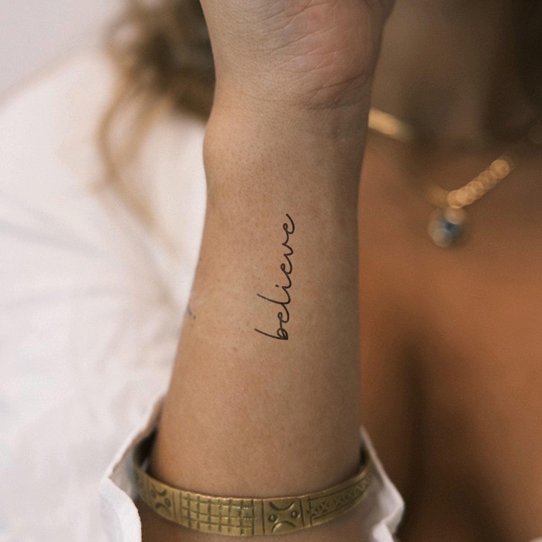 Inkster Schmuck-Tattoo believe Tattoo, wasserfestes temporäres Tattoo, 2 Wochen Halt