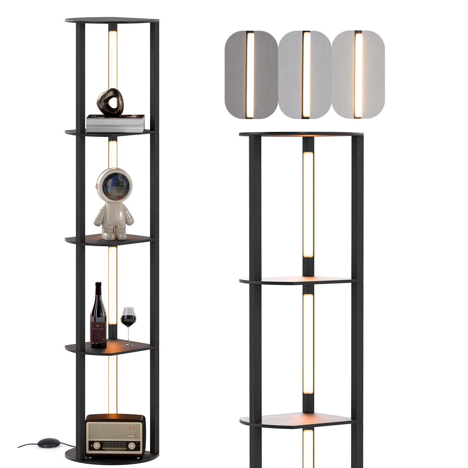 COSTWAY Stehlampe, 163cm, 4 drehbare LED-Streifen, 3 Helligkeit, Fußschalte günstig online kaufen