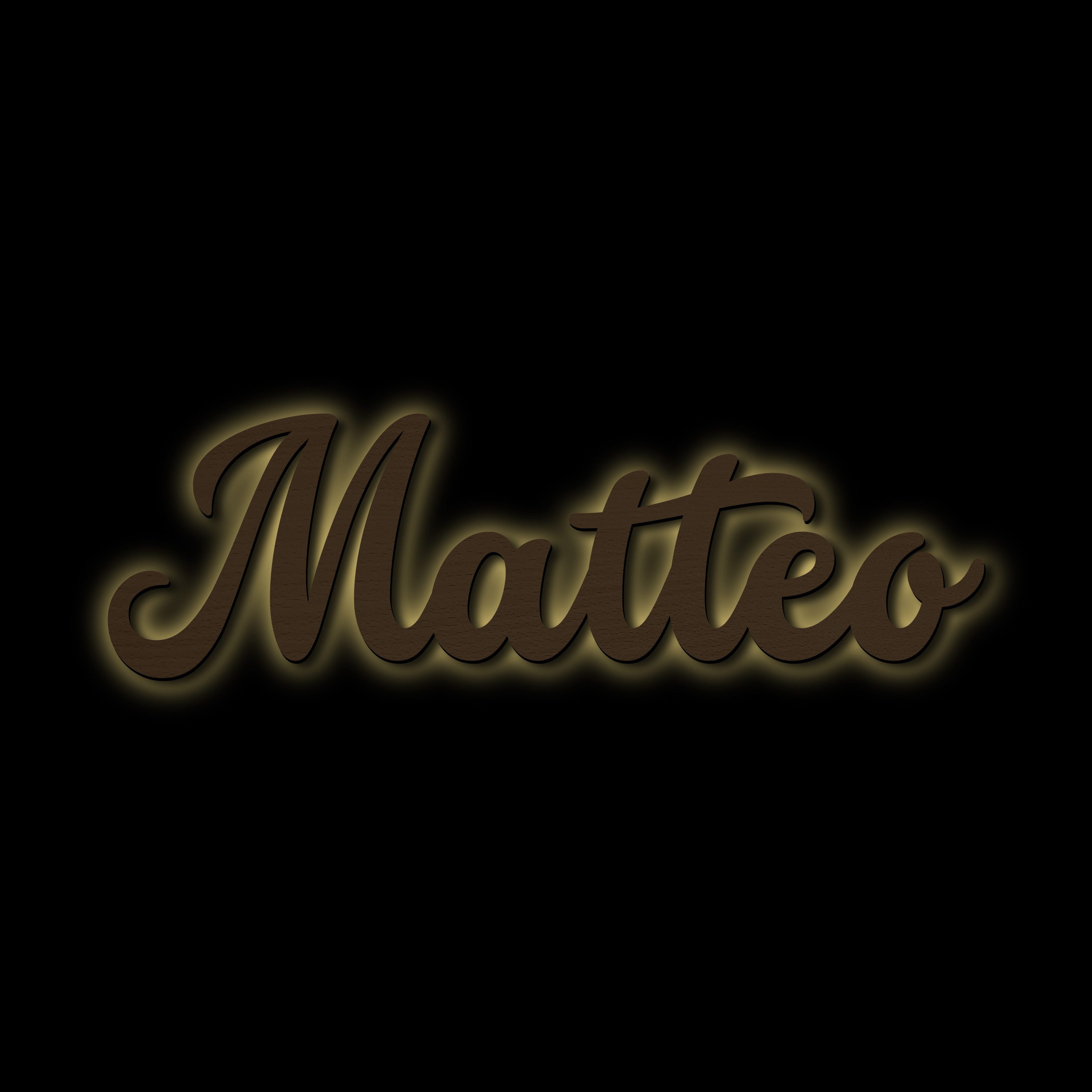 Namofactur LED Dekolicht Name Matteo Deko Licht Kinder & Erwachsene Wandlampe I MDF Holz, LED fest integriert, Warmweiß