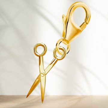 Goldene Hufeisen Charm-Einhänger Schere Karabiner Charm 925 Sterling Silber Vergoldet