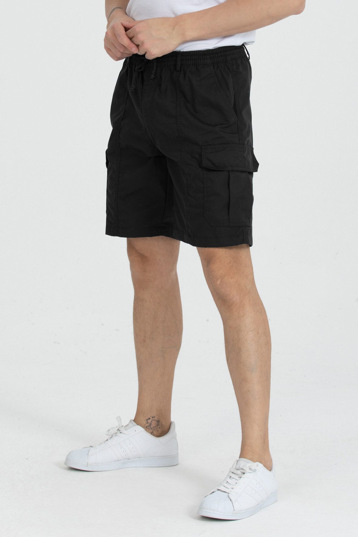 Cargoshorts Bermuda Herren Kurze Cargo Hose Schlupfhose Stretch Gummibund