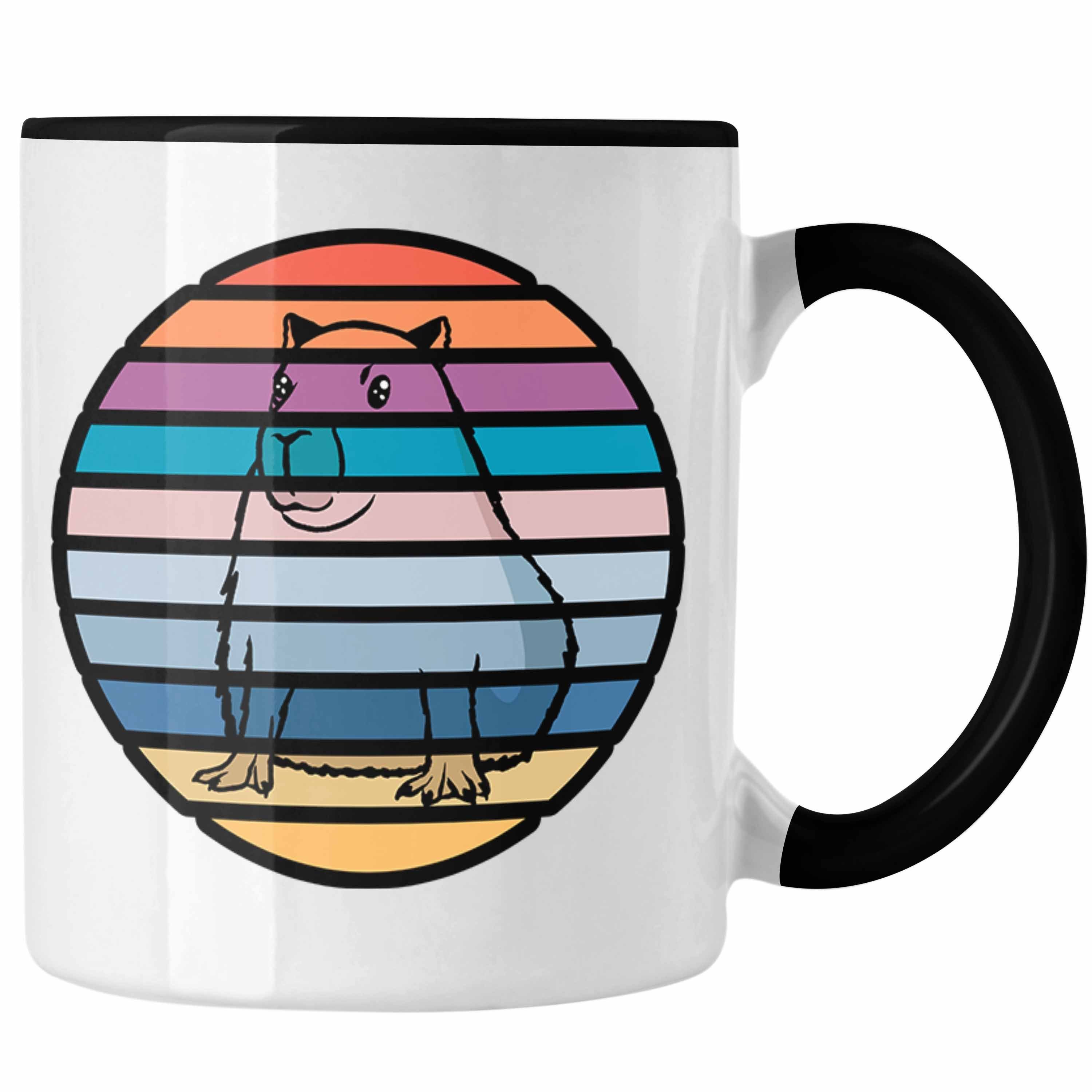 Trendation Tasse Tasse Geschenk Liebhaber Schwarz mit für Capybara-Motiv Geschenkidee Capybara