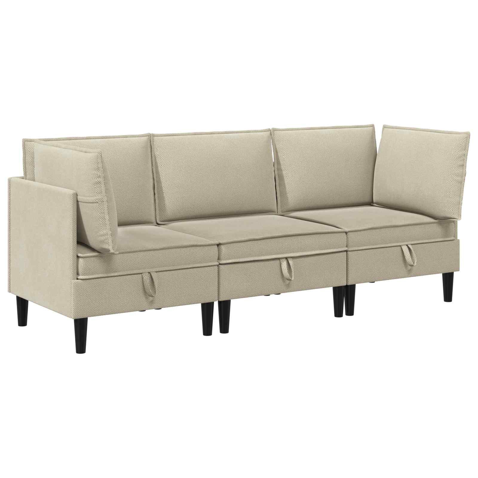 vidaXL Sofa Wohnzimmergarnitur 3 Stk. Sand Stoff, 3 Teile