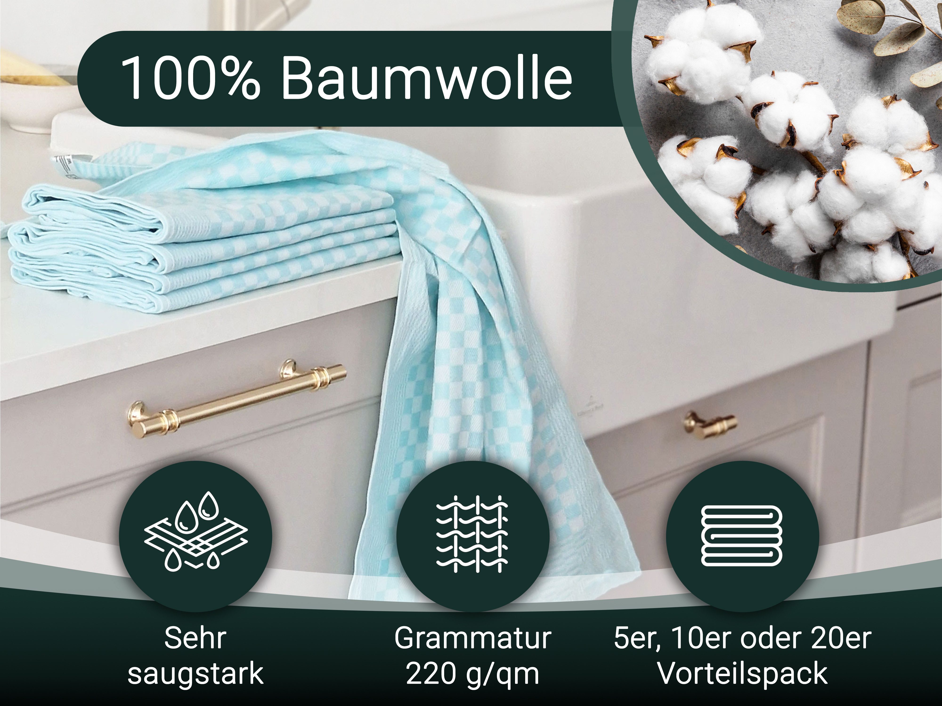 ZOLLNER Geschirrtuch, (Spar-Set, 5-tlg), 46 x 70 cm, 100% Baumwolle, vom Ho günstig online kaufen