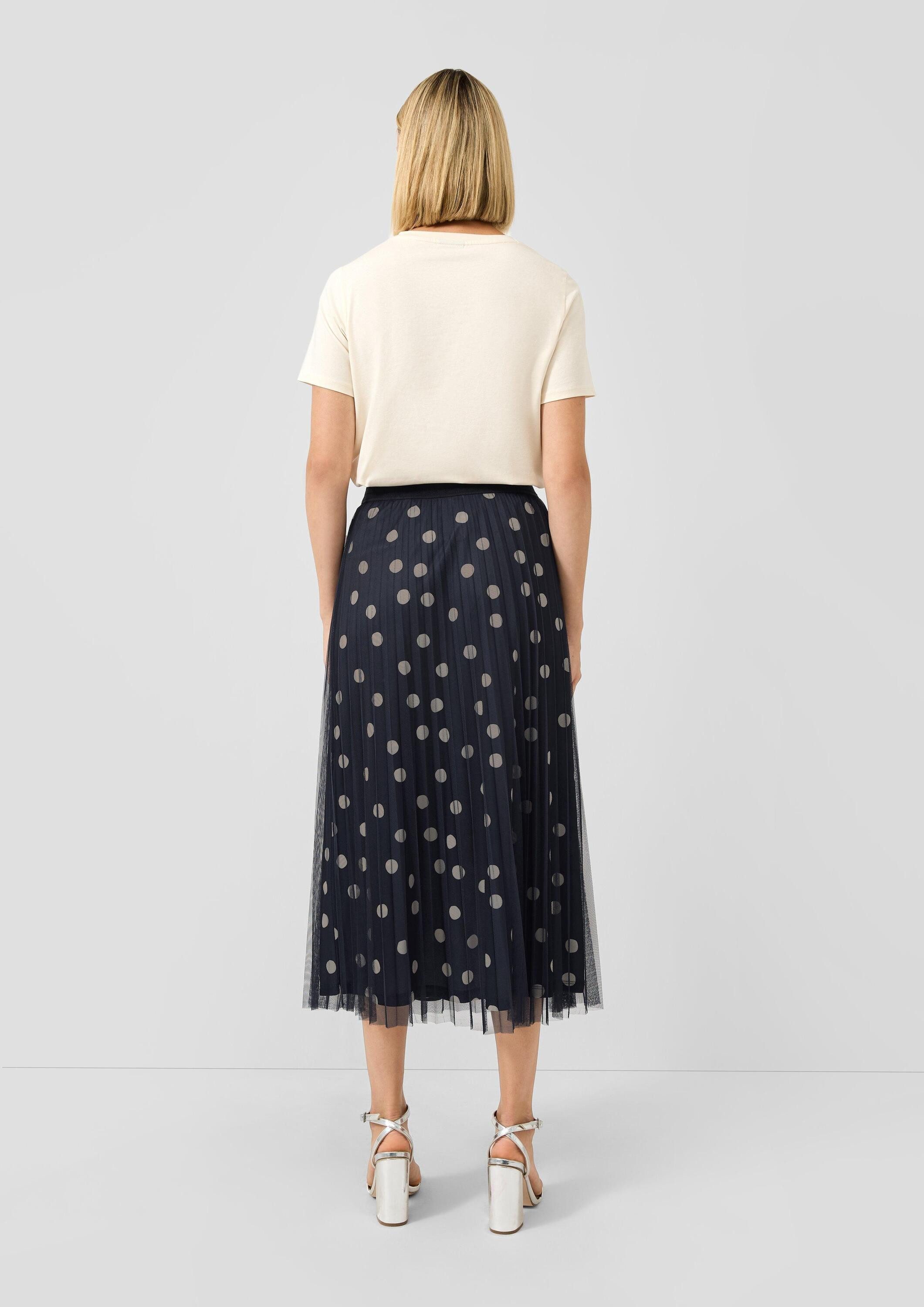 s.Oliver Midirock Rock Plissierter Midirock mit Polka Dots und Jerseyfutter