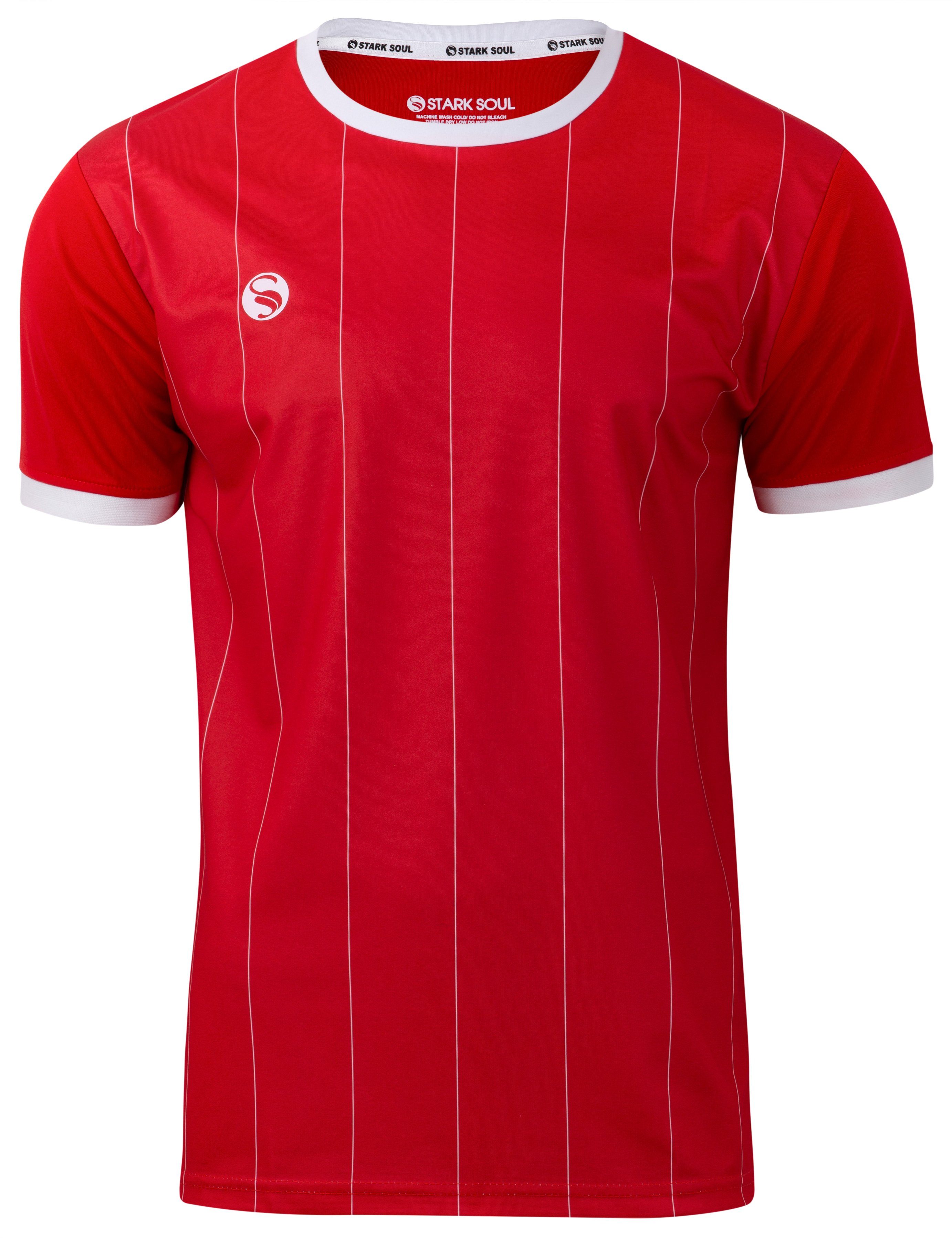 Stark Soul® T-Shirt Trainingsshirt Trikot "Pinstripes", Herren Sport-Shirt, Kurzarm Rot-Weiss