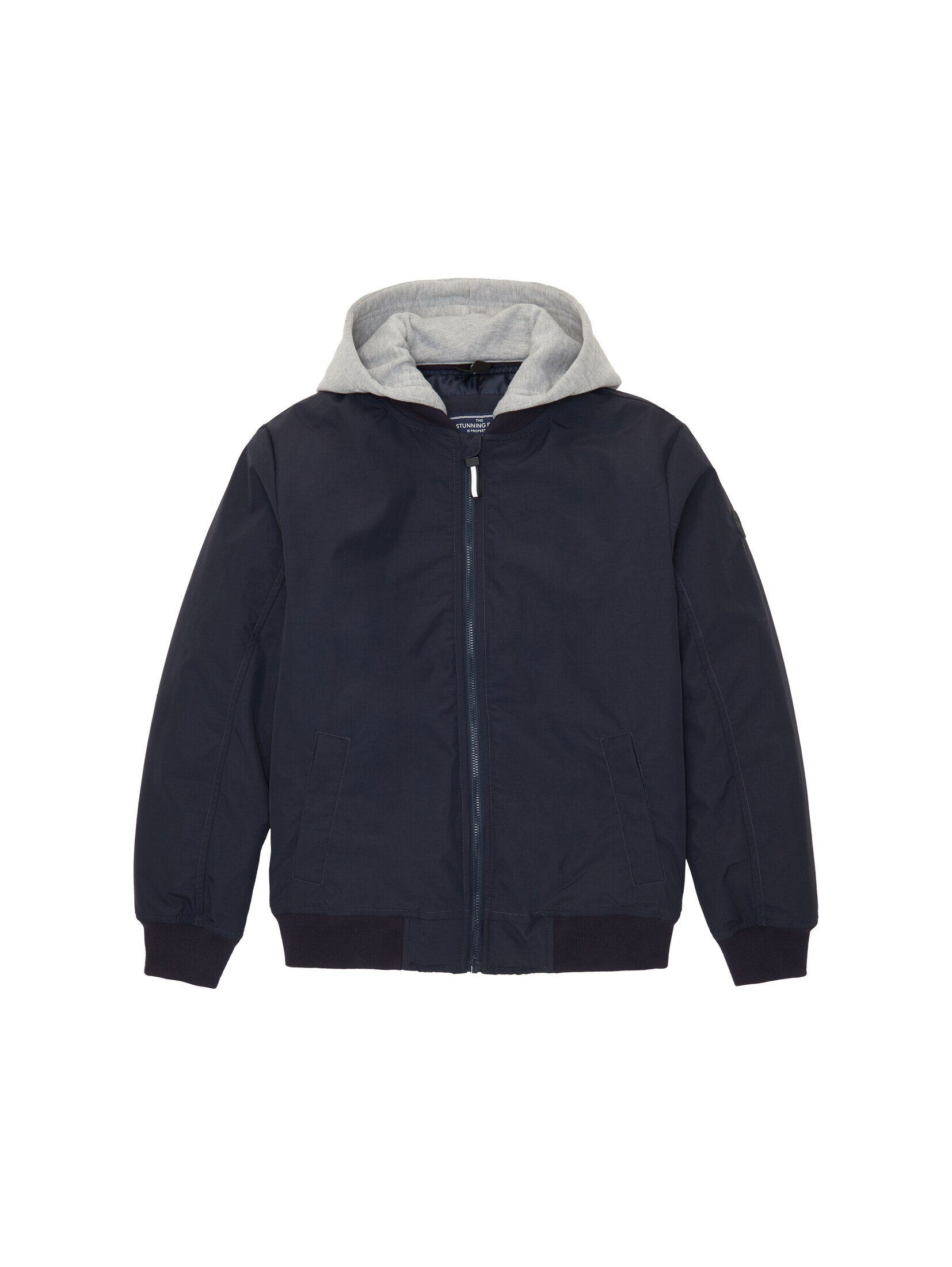 TOM TAILOR Steppjacke Bomber Jacke mit abnehmbarer Kapuze sky captain blue