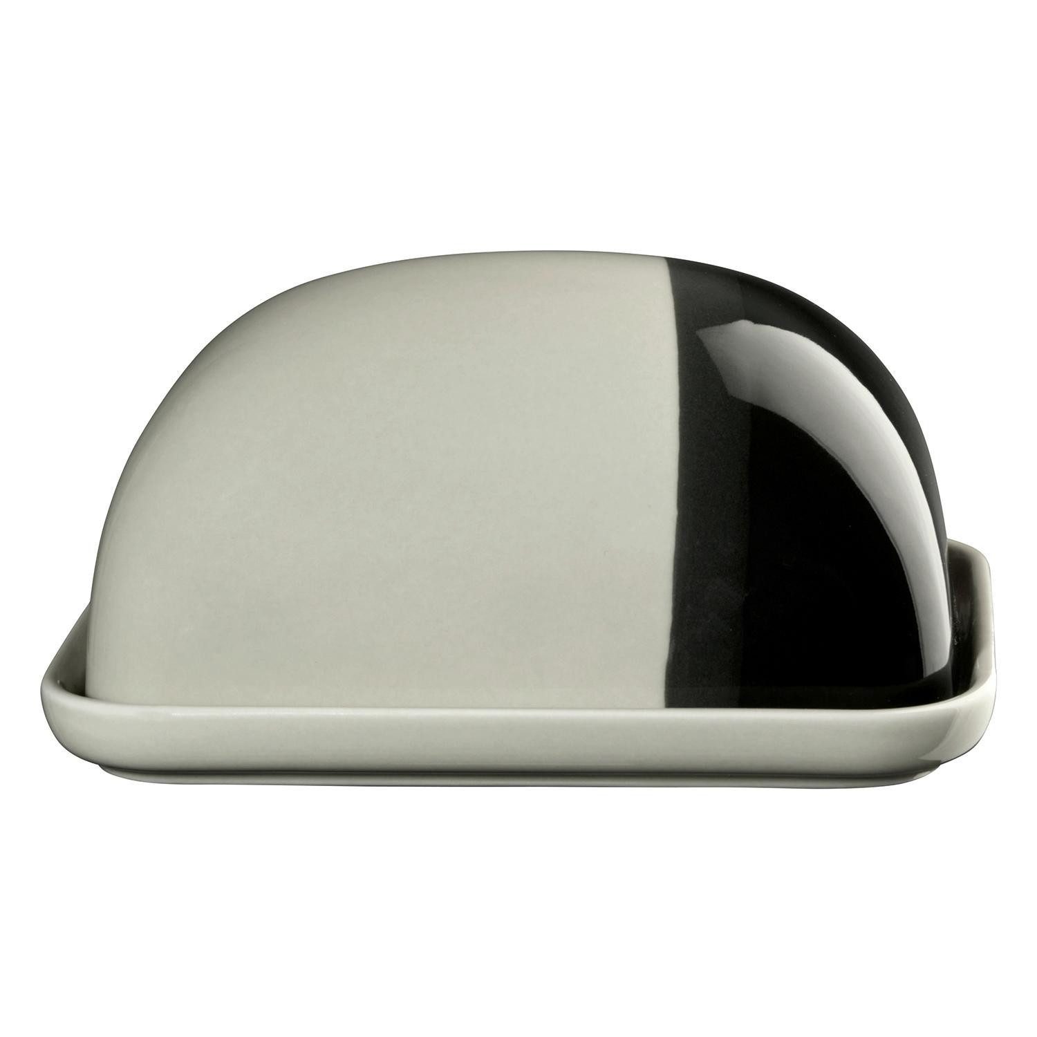 ASA SELECTION Butterdose Butterdose JOY, 15,5 x 12,5 cm, Grau, Schwarz, Porzellan, (1-tlg), Porzellan
