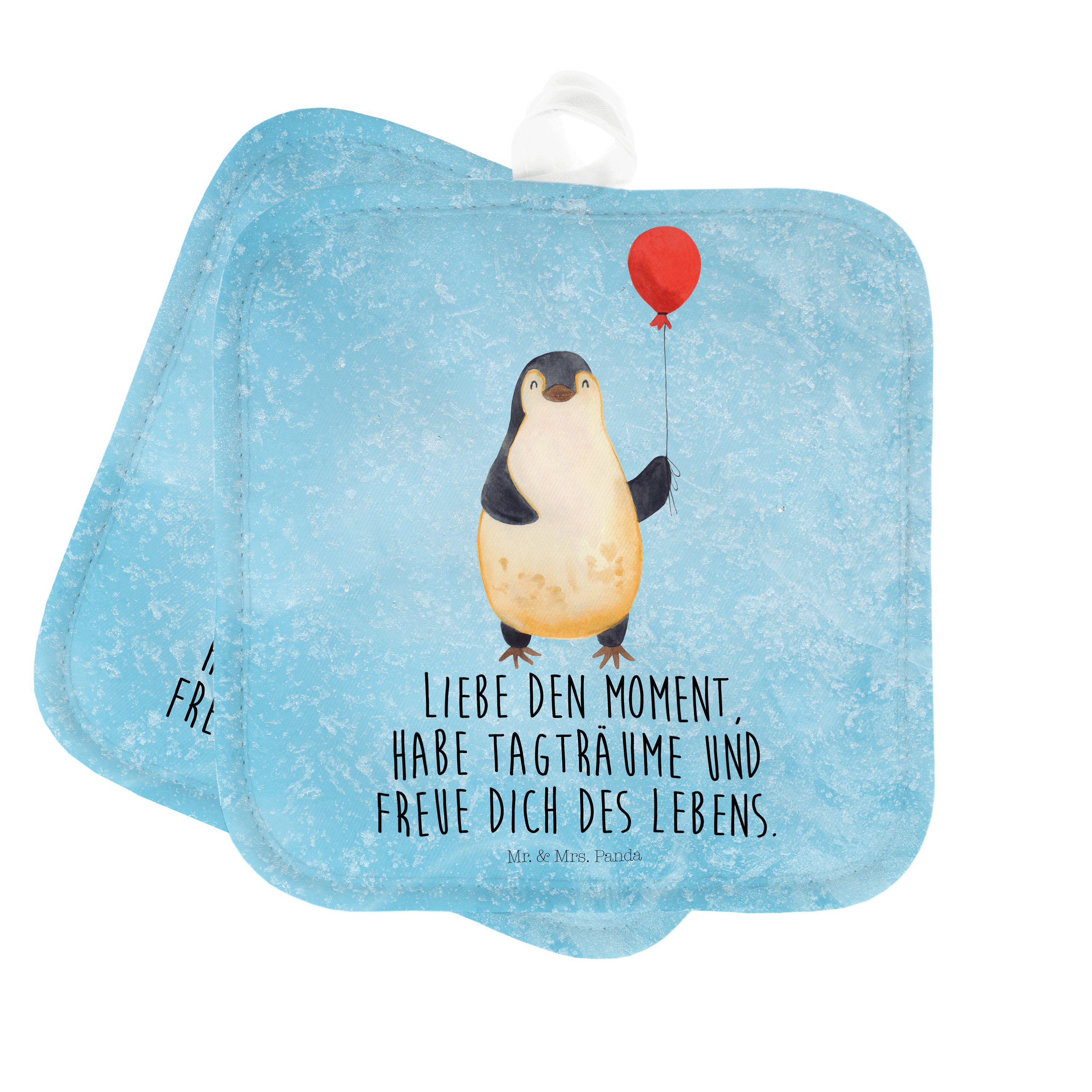 Mr. & Mrs. Panda Topflappen Pinguin Luftballon - Eisblau - Geschenk, neues Leben, Topflappen, Top, (1-tlg)