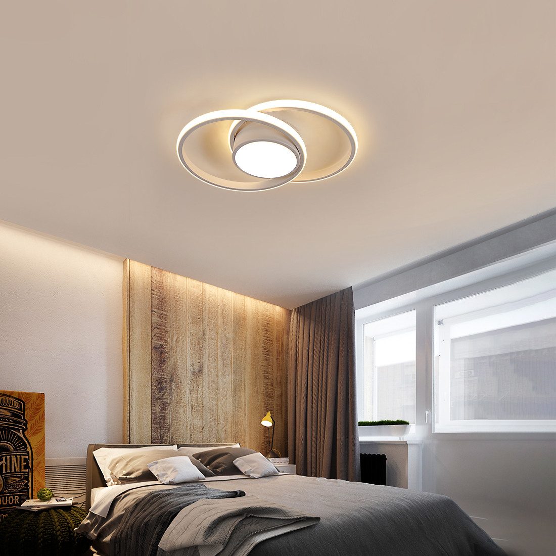 Riserva LED Deckenleuchte LED Deckenleuchte Doppelring Weiß 42W 3000K Ø40cm, LED wechselbar