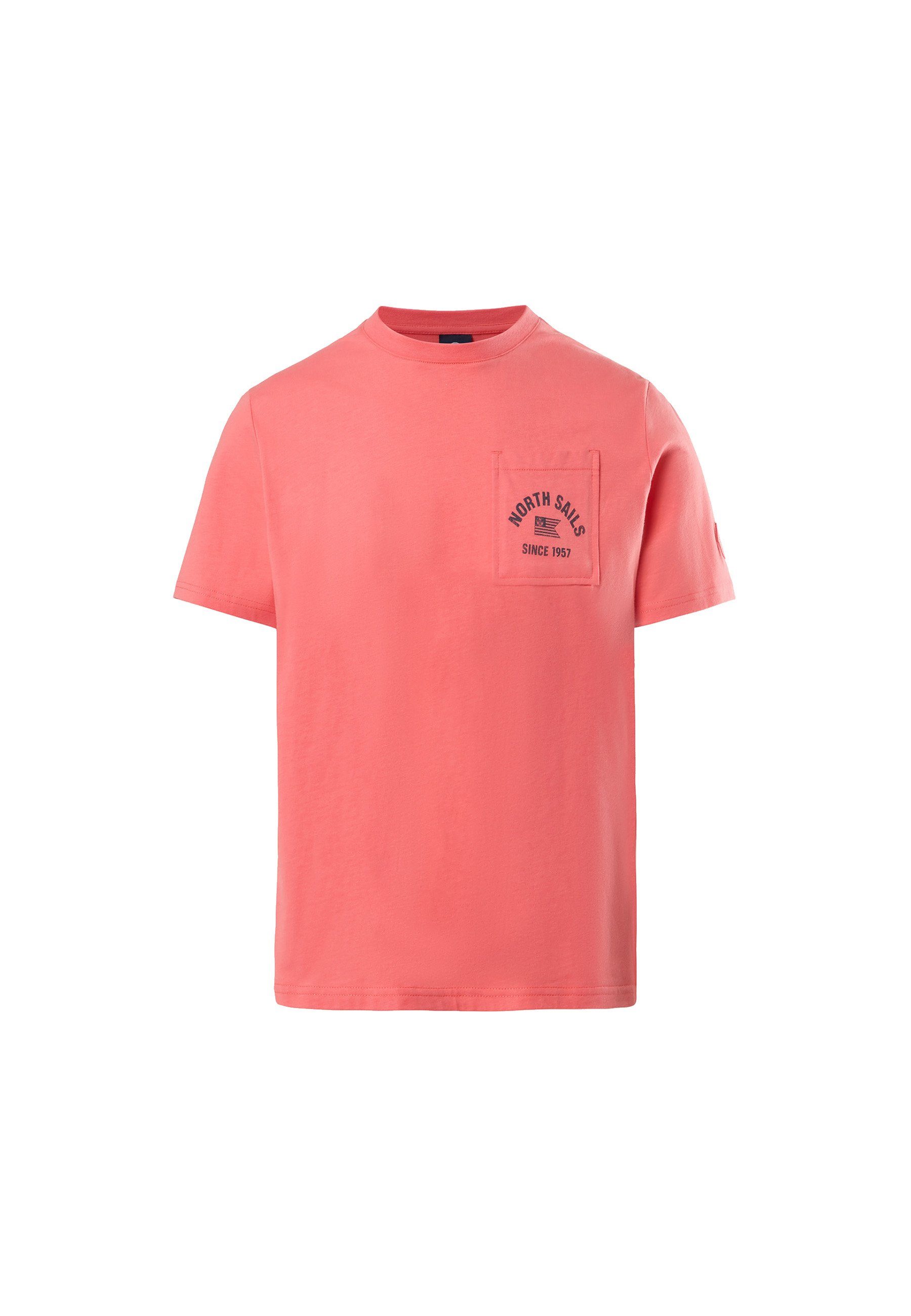 orange T-Shirt T-Shirt mit North Sails Sonstiges Brusttasche