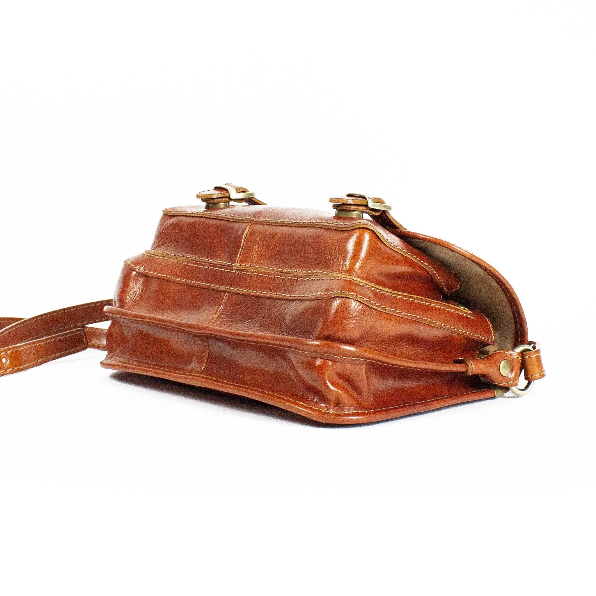 Made in Leder, Cognac Handtasche Italy ELENA, echt lePelou