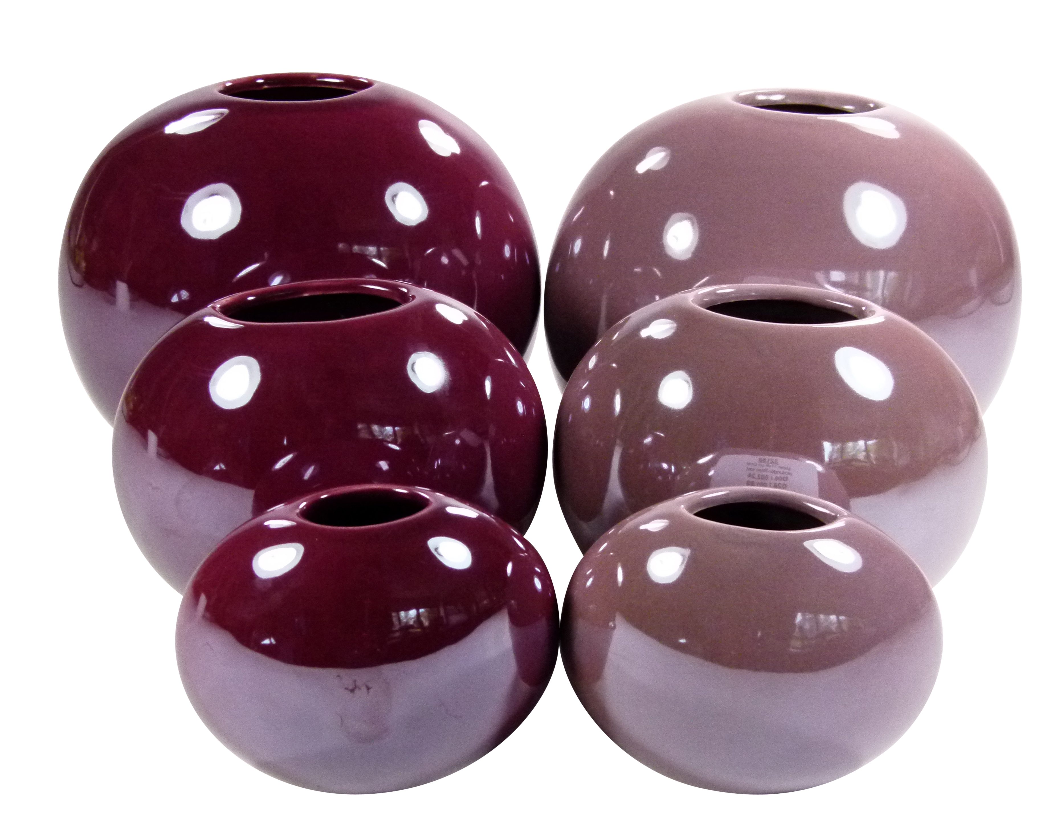 GlasArt Dekovase 2er Set Blumenvase Lila/Rose Frühling Oval Dekovase Keramik 11-18cm