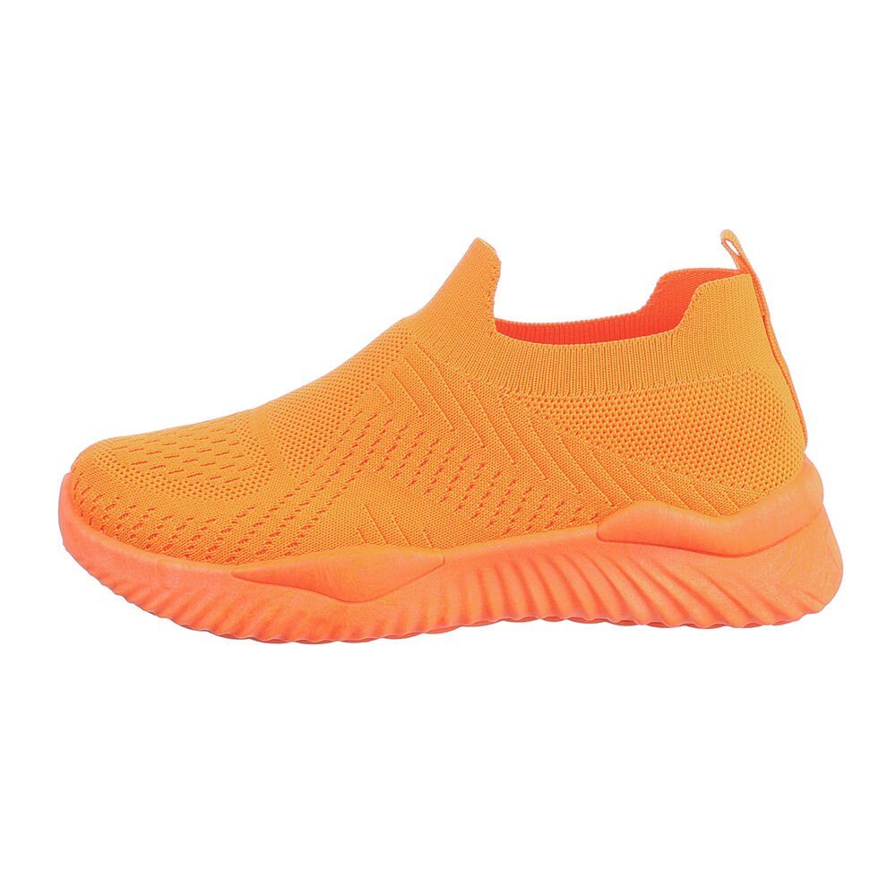 Ital-Design Damen Low-Top Freizeit Sneakers Flach Slipper in Orange Low