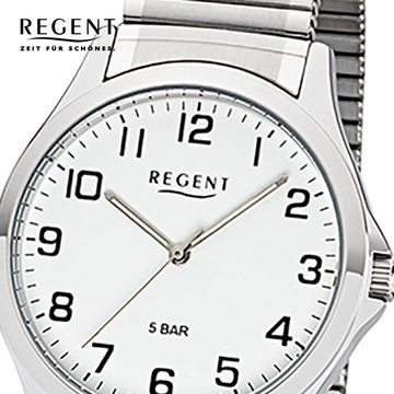 Regent Quarzuhr Regent Herren Uhr 1242413 Metall Quarz, Herren Armbanduhr rund, mittel (ca. 39mm), Metallarmband