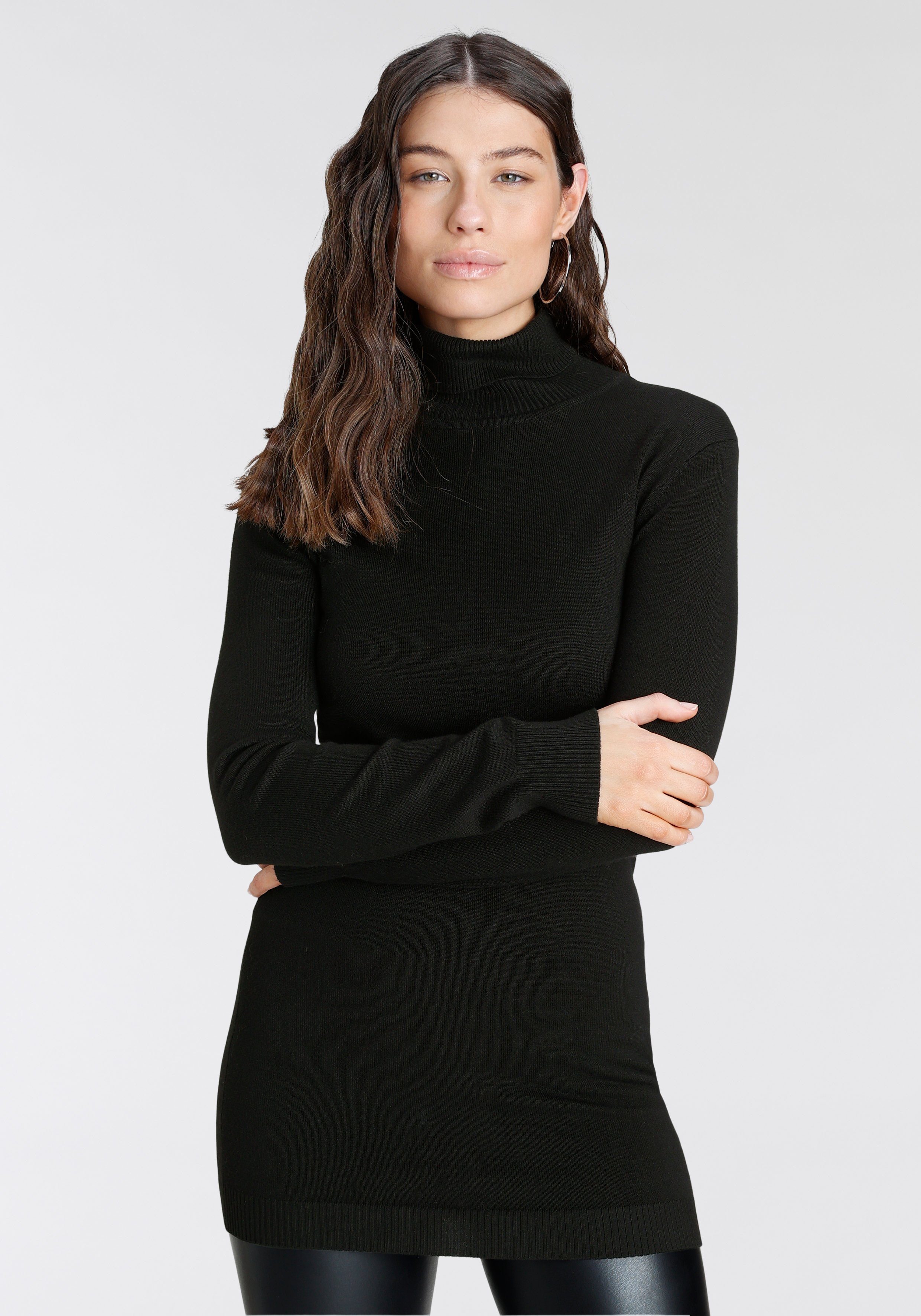 Laura Scott Rollkragenpullover Feinstrick in figurbetonter Longform günstig online kaufen