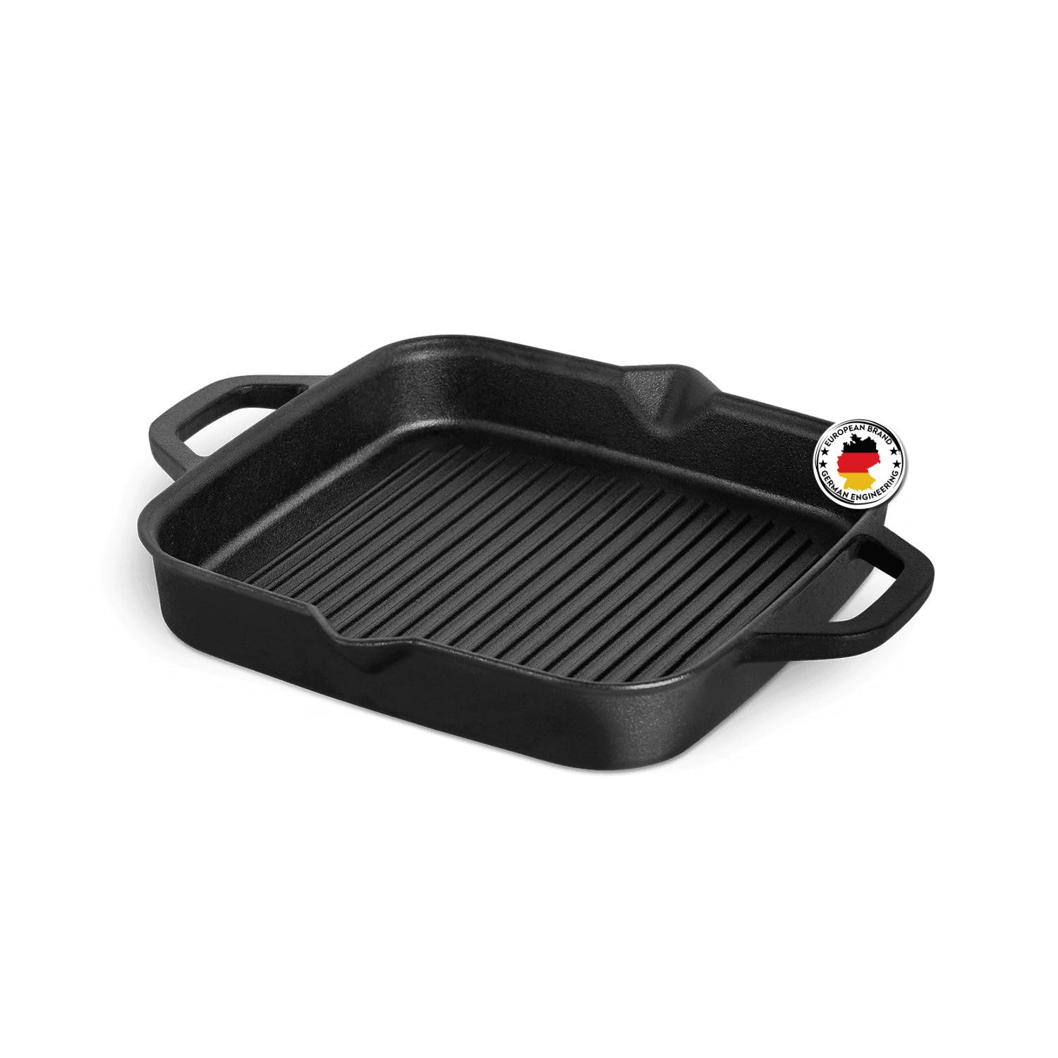 BURNHARD® Grillpfanne Gusseisen Grillpfanne 30 cm, Gusseisen