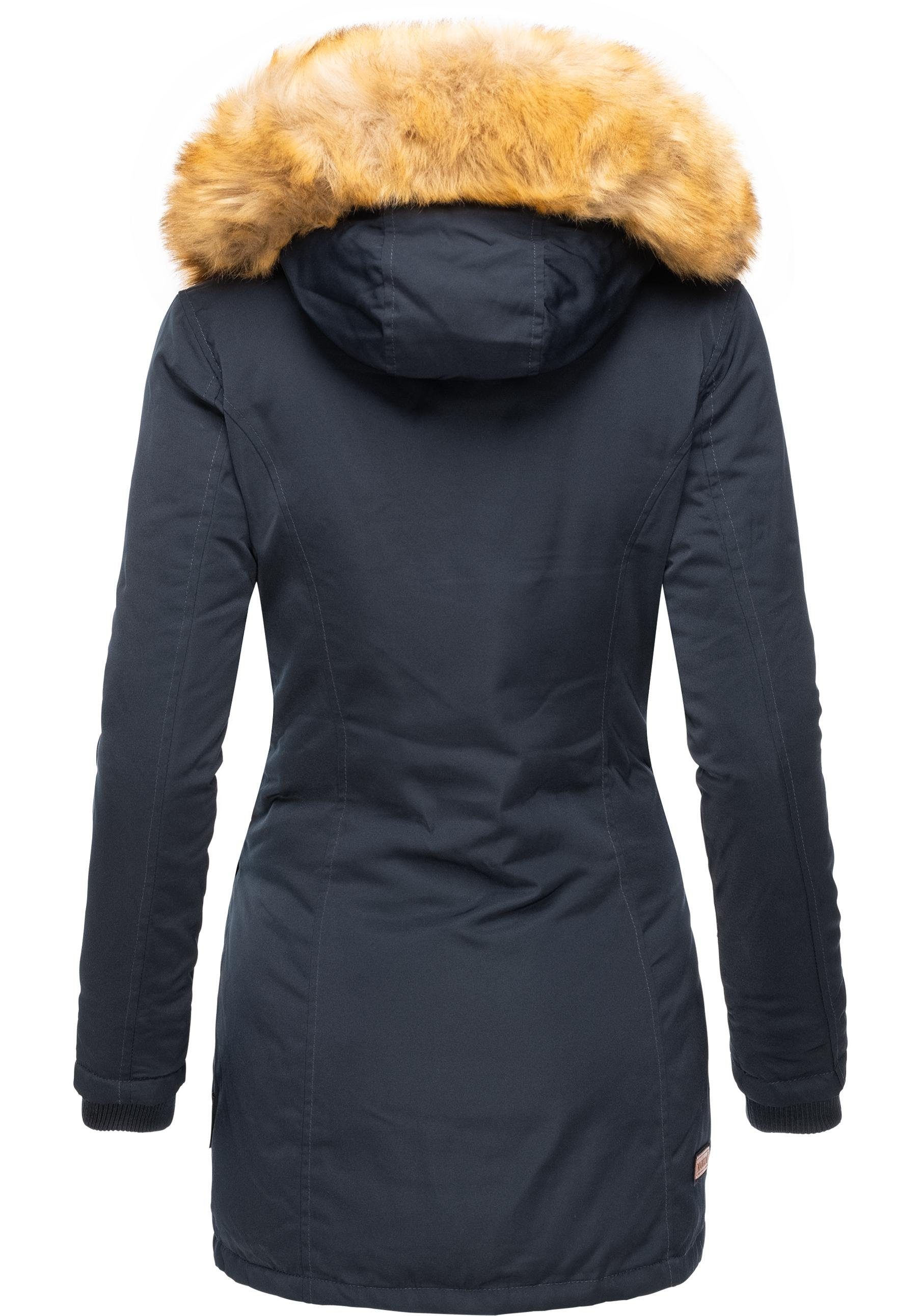 Marikoo Wintermantel Karmaa edler Parka mit Kunstfellkapuze