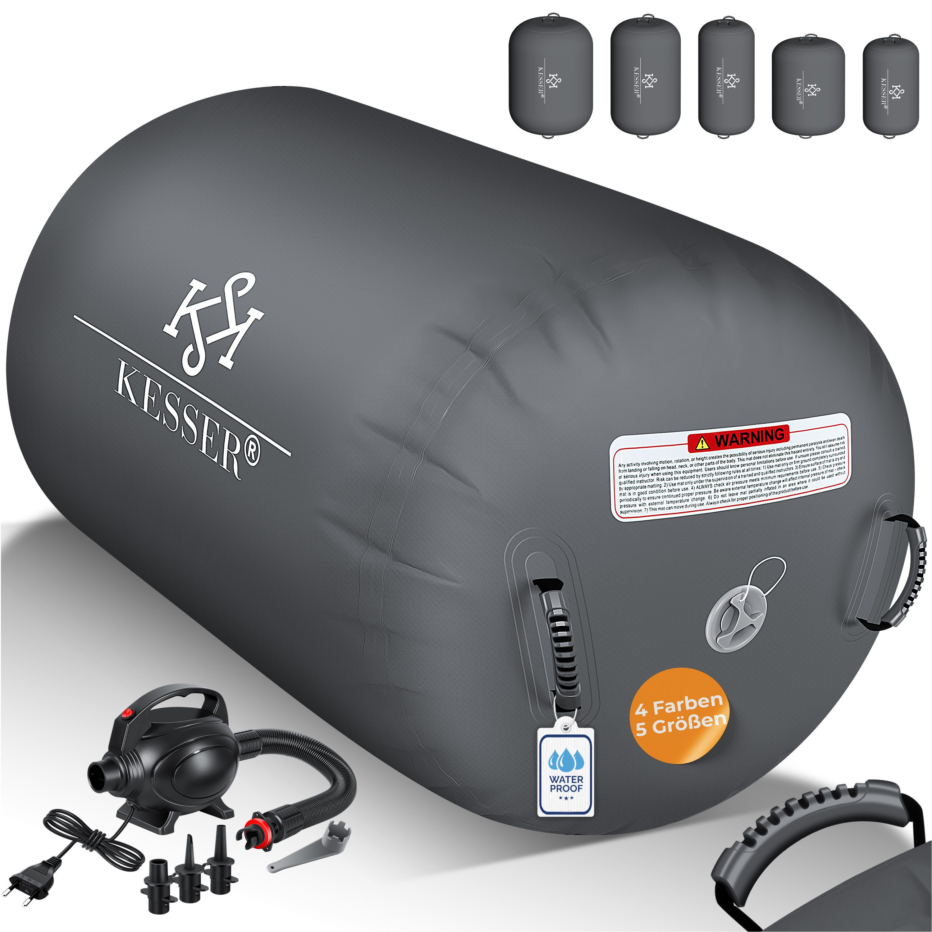 KESSER Gymnastikmatte, Aufblasbare Air Roll Airtrack, Gymnastik-Rolle inkl. Tragetasche