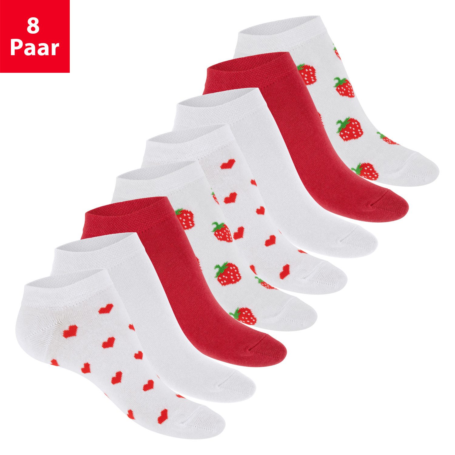 Footstar Sneakersocken Süße Damen Sneaker Socken (8 Paar) Kurze Söckchen mit Muster (8-Paar)
