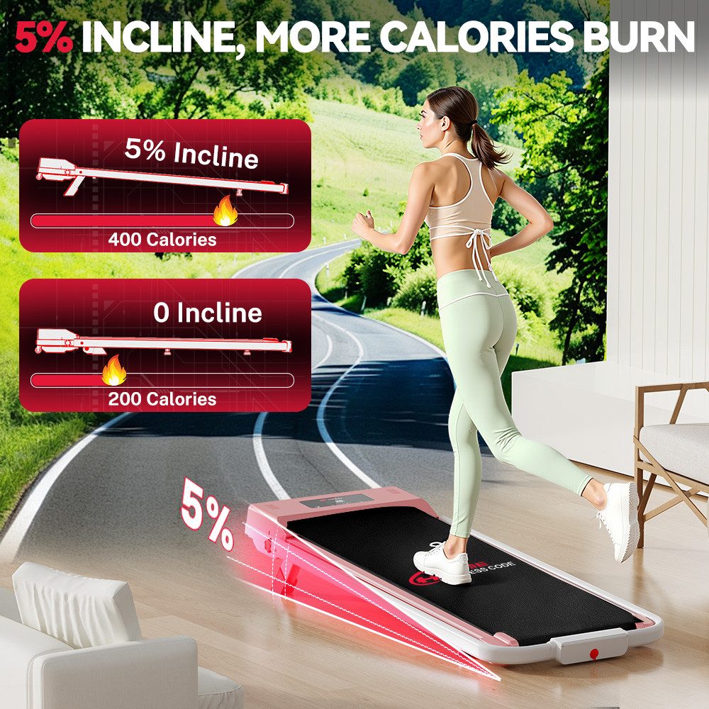 Hamlody Laufband Klappbares Laufband für Zuhause mit 5% Neigung, (Tool kits,Schmiermittel), 1-10km/h Max.Tragfähigkeit 120 kg, Mit Fallschutzclip), Walking Pad für Zuhause Klein Laufpad, 2.5 ps Laufpad Gehband