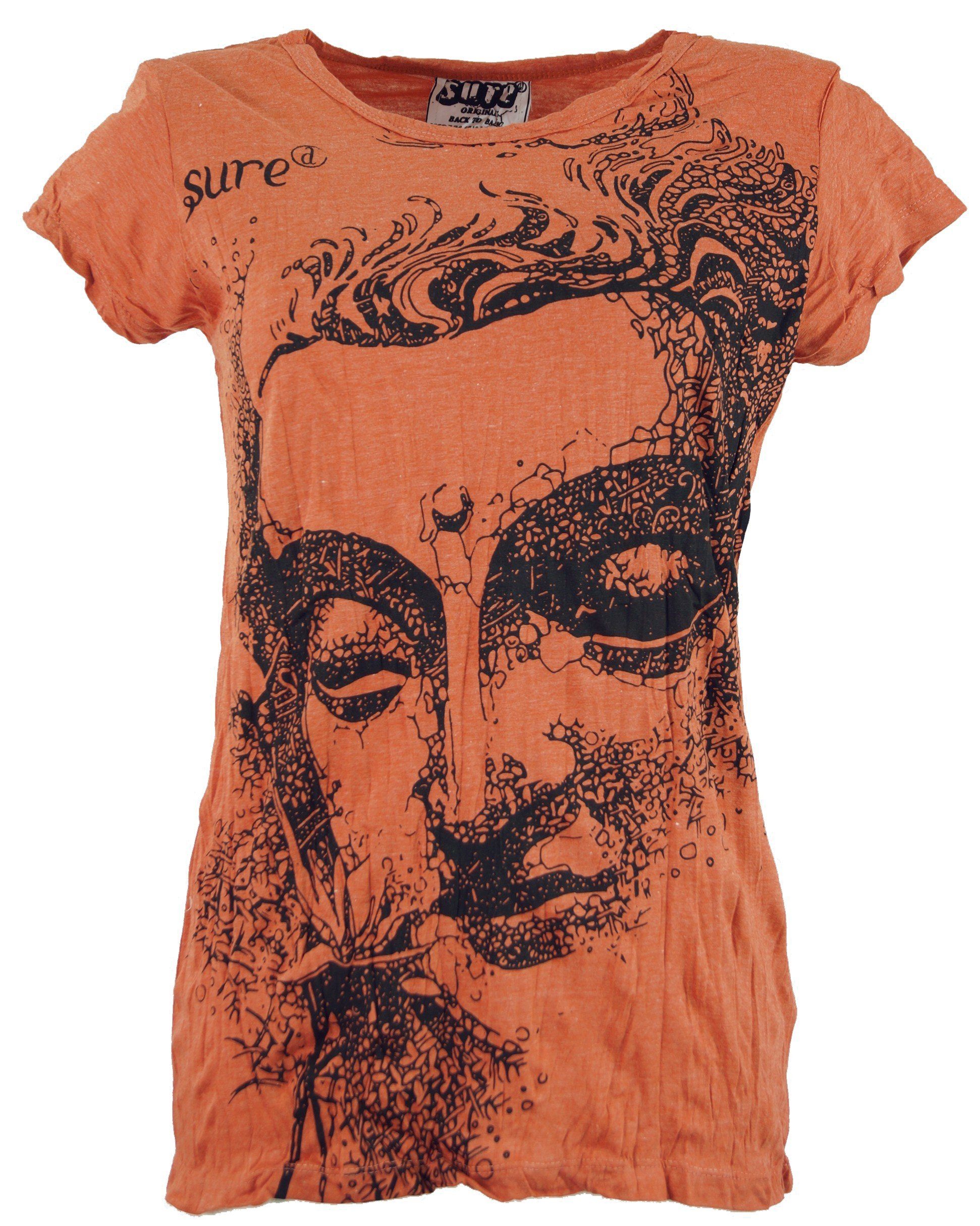 Guru-Shop T-Shirt Sure T-Shirt Buddha - rostorange Festival, Goa Style, alternative Bekleidung
