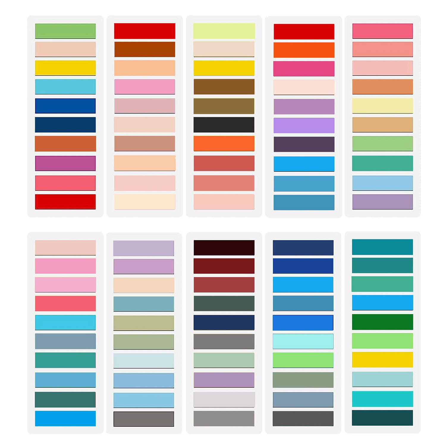 Daisred Haftnotizblock 100 Farben Kleberegisterkarten Haftnotizen Pastell Seitenmarker, Haftmarker Index