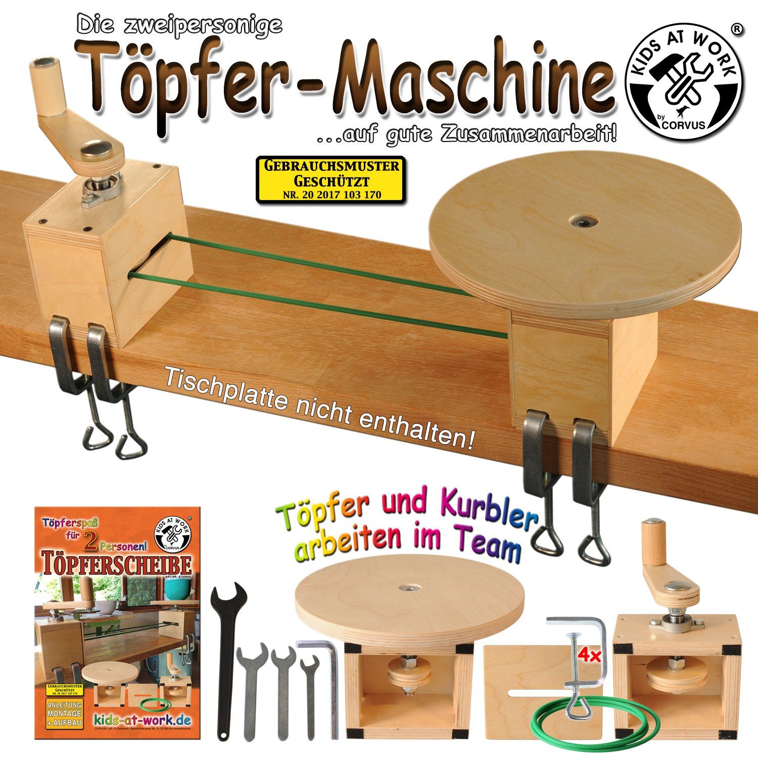 Spielwerkzeug Töpferscheibe Handbetrieb