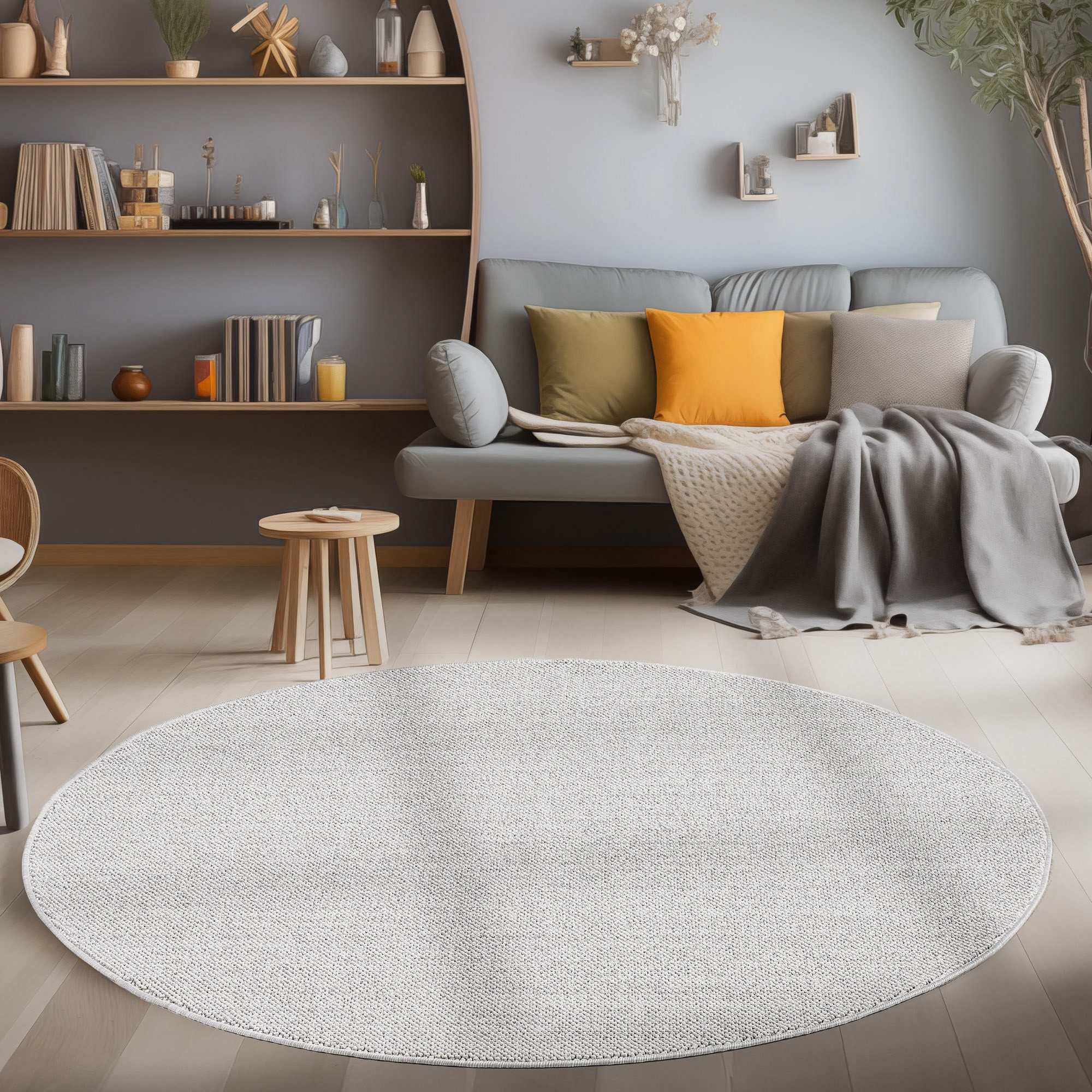 Carpettex Schlingenteppich Unicolor, Rund, Höhe: 7 günstig online kaufen