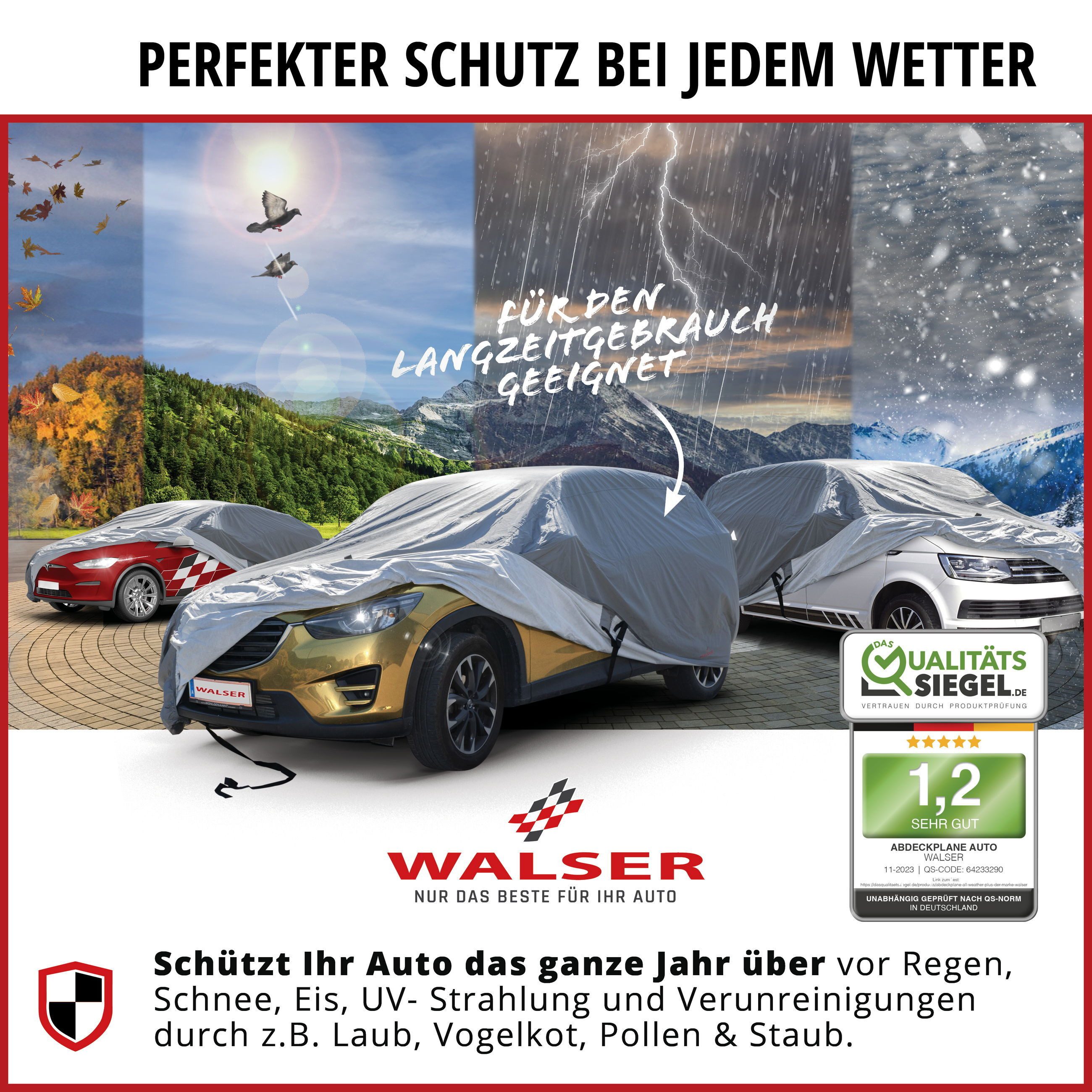 WALSER Autoplane All Weather Plus L (1-St., 1 Abdeckplane, 3 Spanngurte)