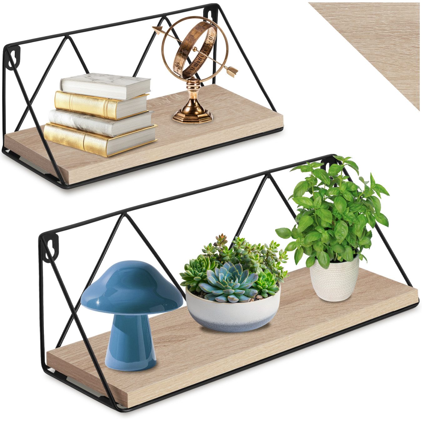 tectake Wandregal 2er Set Wandregal, Set 1-tlg., Industrial Style günstig online kaufen