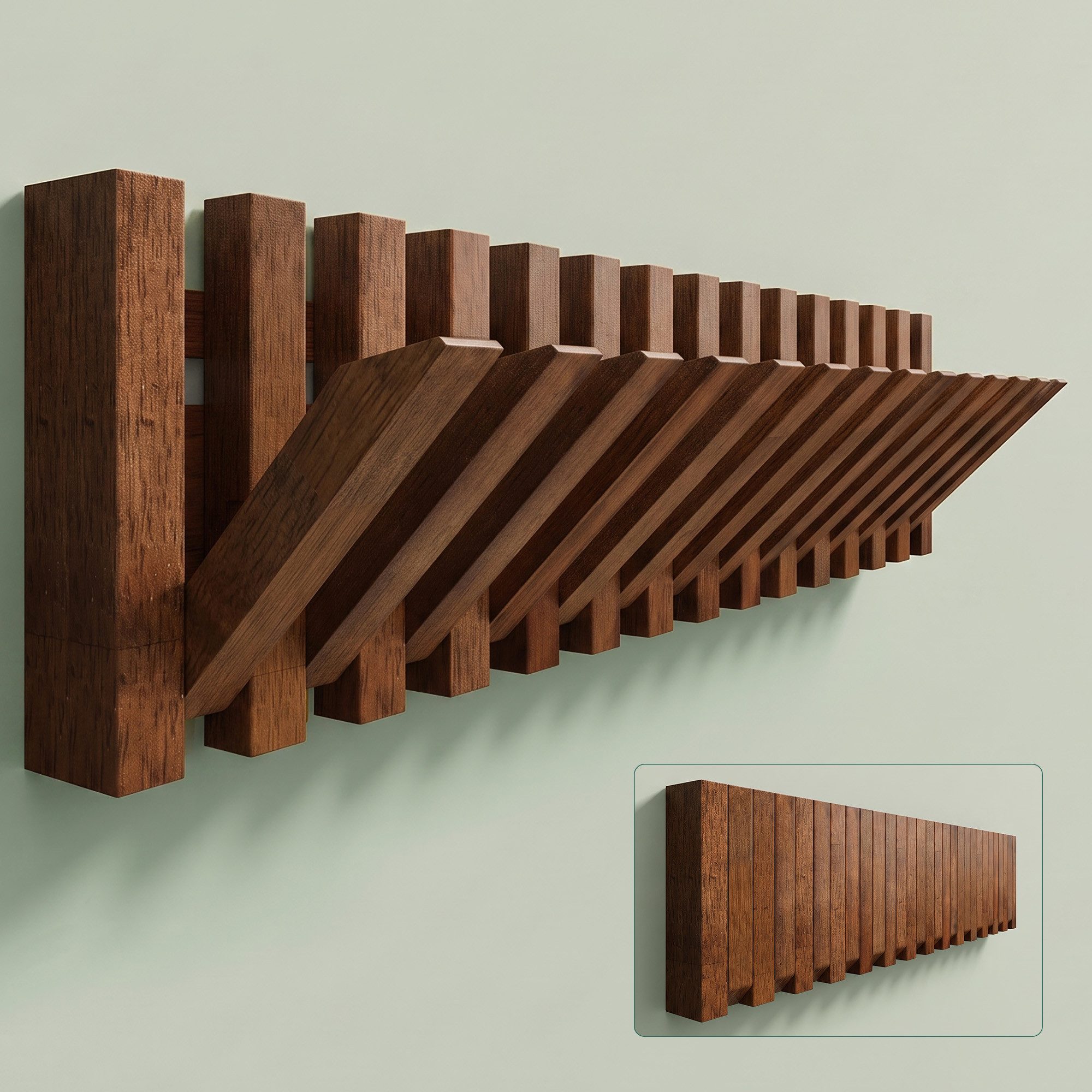 Mai & Mai Wandgarderobe Garderobenleiste Kleiderhaken Wandhaken aus Holz magnetisch Twigro-01, aus Holz