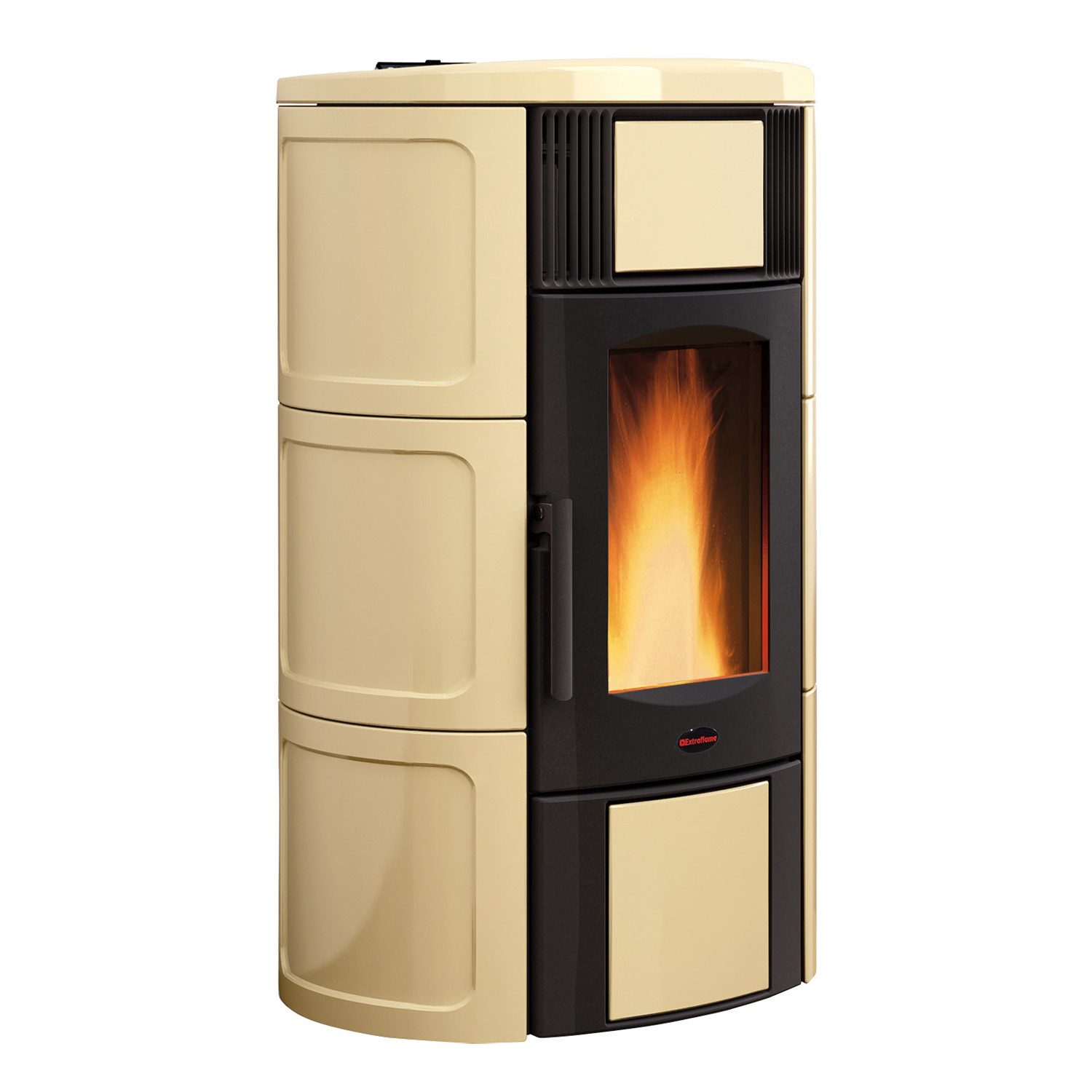 Extraflame Pelletofen Extraflame Iside Idro H15 Wasserführender Pelletofen Majolika Weiss, 18.1 kW, Pelletofen wassergeführt